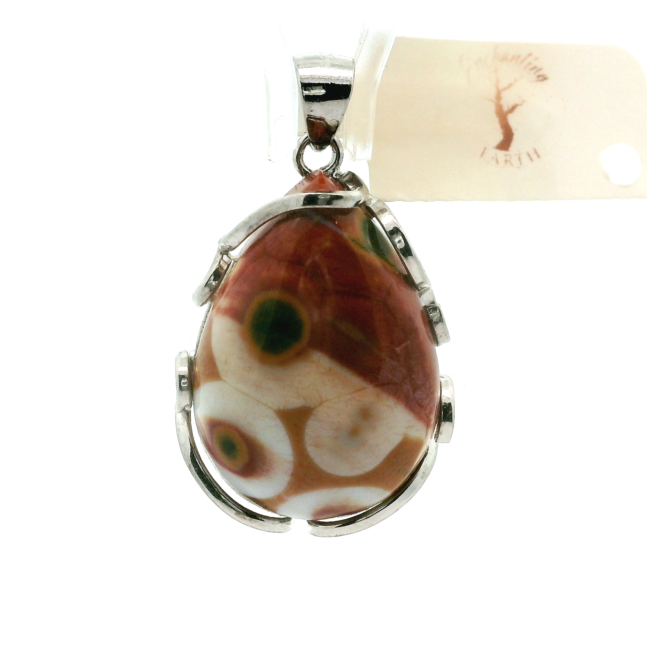 Orbicular "Ocean" Jasper Pendant .925 Silver for Joy and Peace