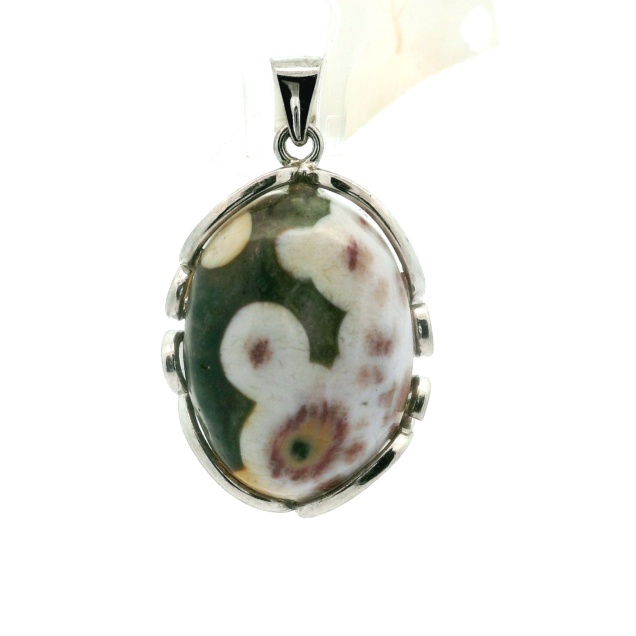 Orbicular "Ocean" Jasper Pendant .925 Silver for Joy and Peace