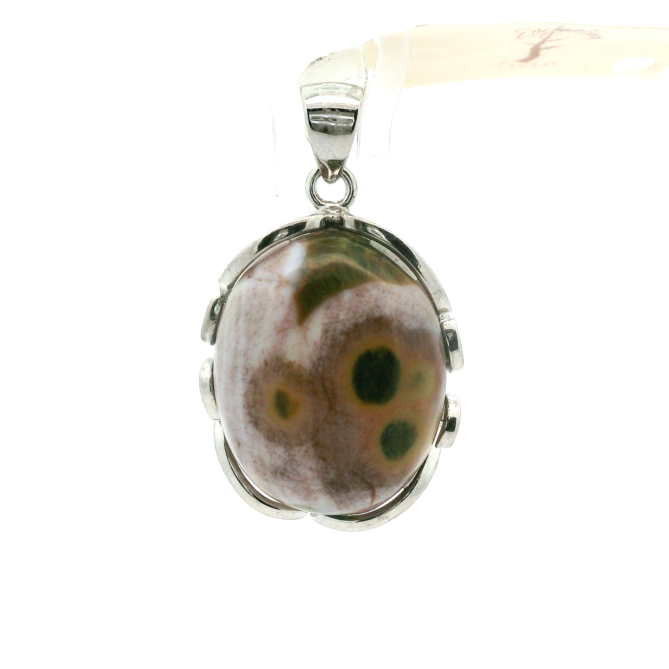 Orbicular "Ocean" Jasper Pendant .925 Silver for Joy and Peace