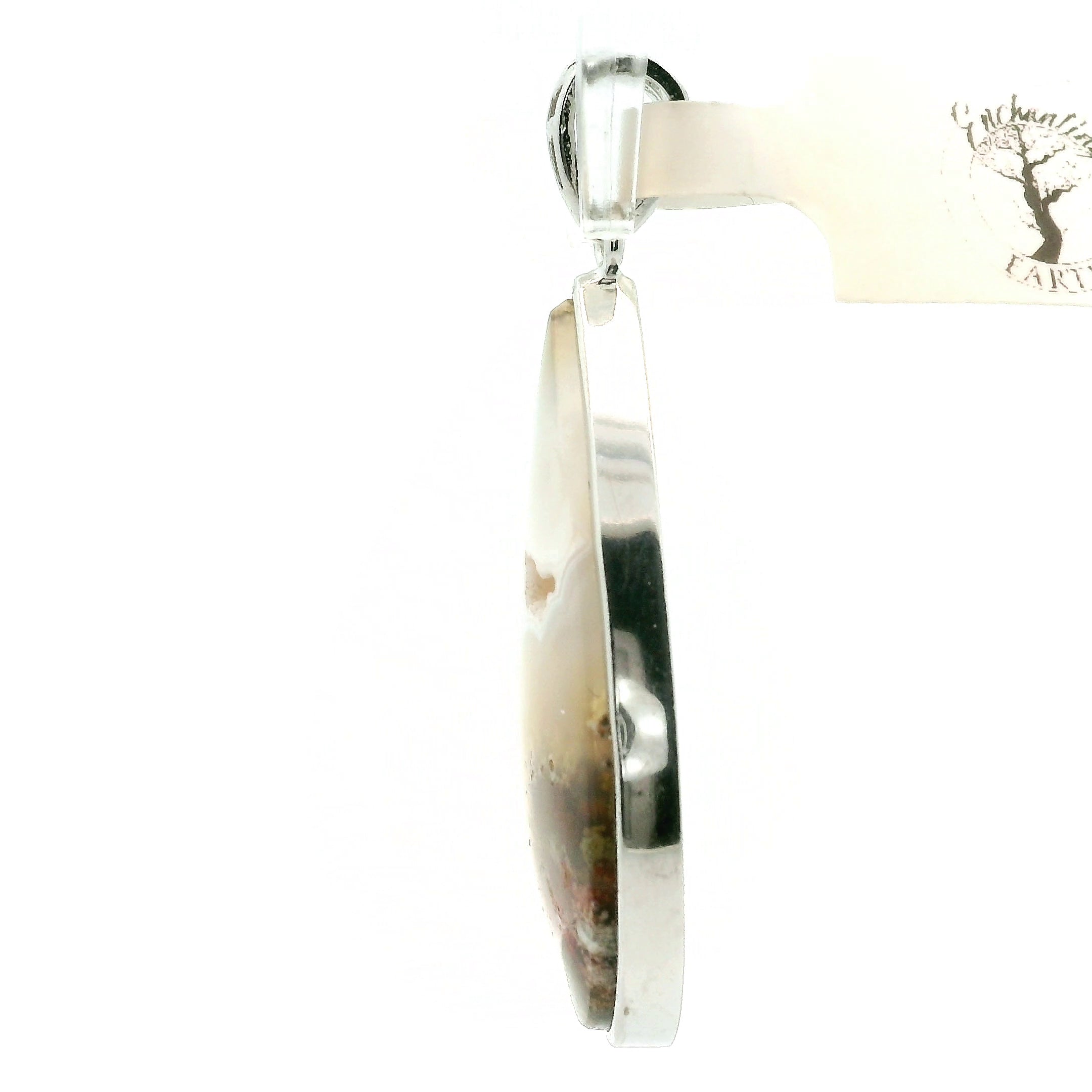Lace Moss Agate Pendant .925 Silver for Healing and Grounding