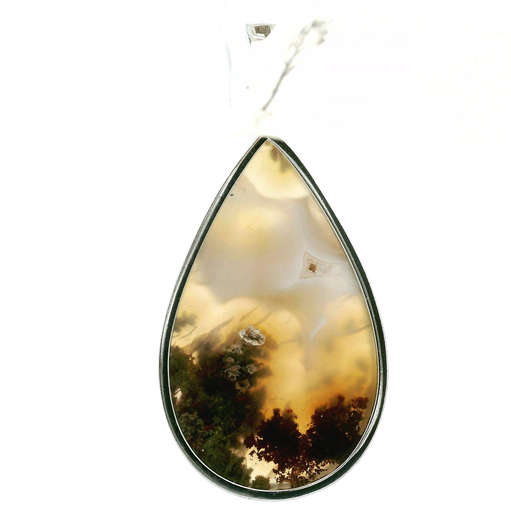 Lace Moss Agate Pendant .925 Silver for Healing and Grounding