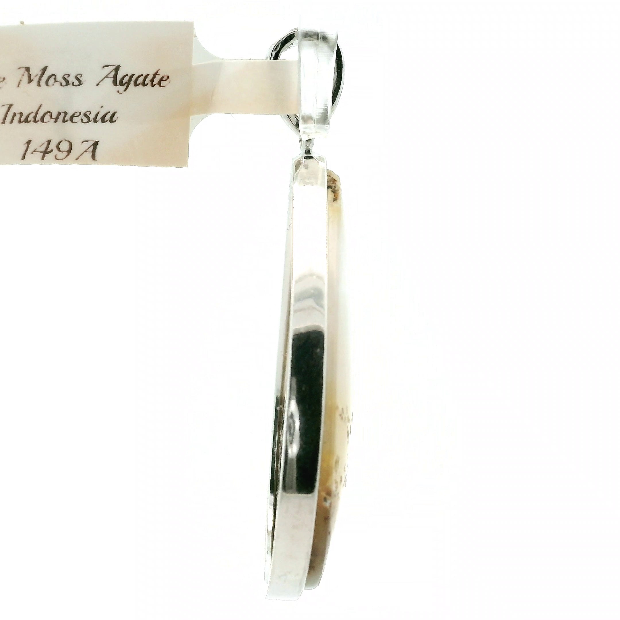 Lace Moss Agate Pendant .925 Silver for Healing and Grounding