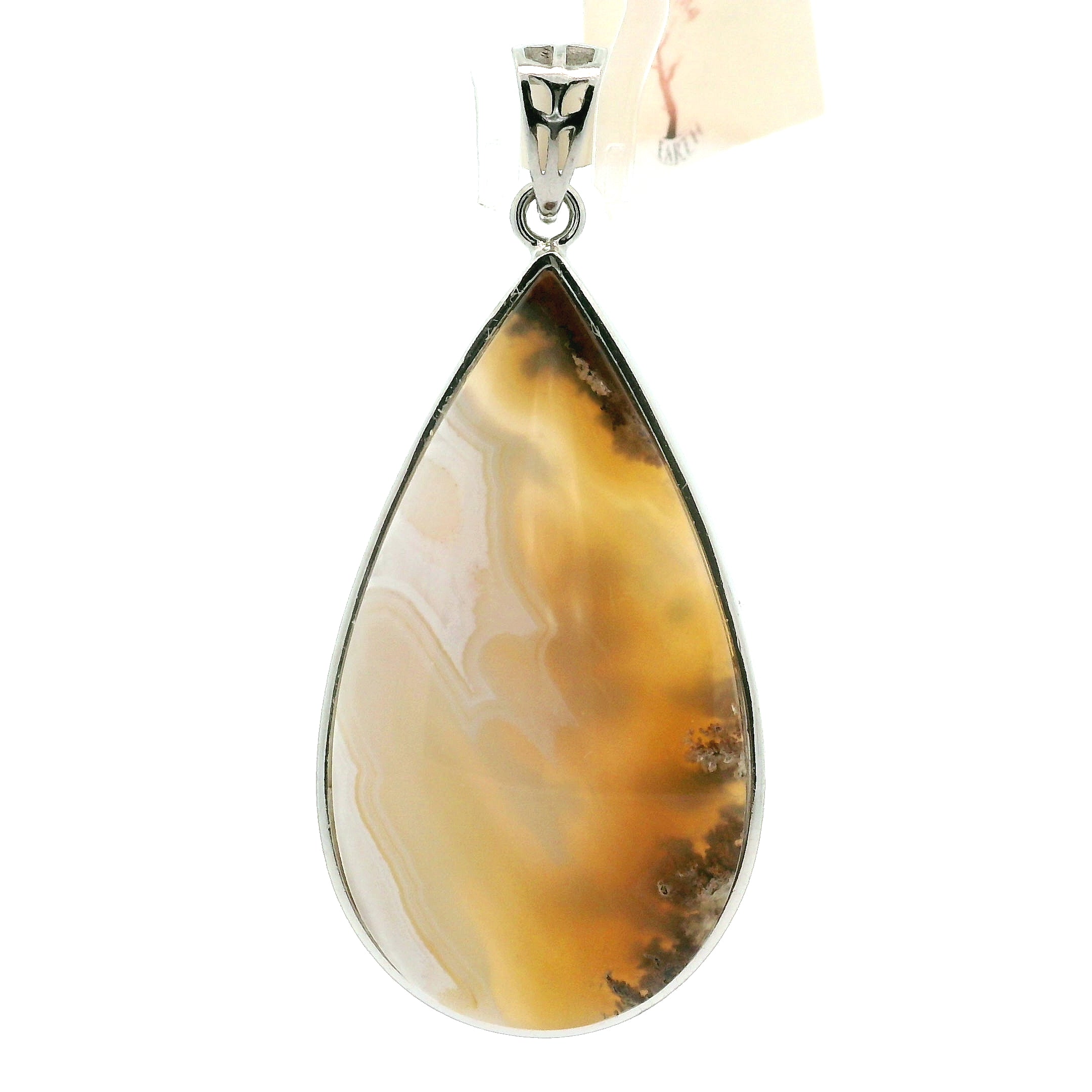 Lace Moss Agate Pendant .925 Silver for Healing and Grounding