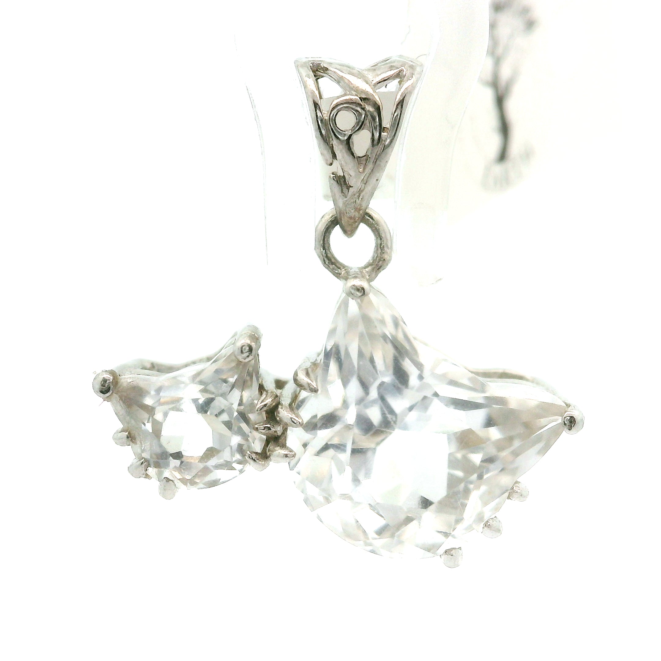 Double Cat Faceted Pendant .925 Silver