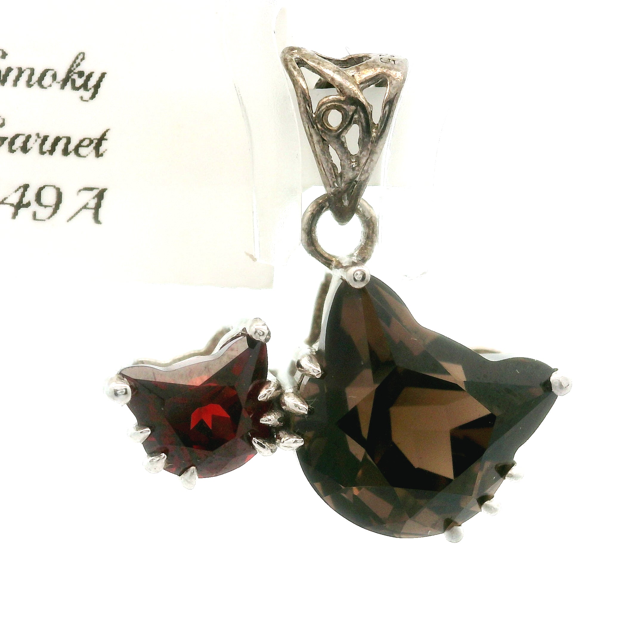 Double Cat Faceted Pendant .925 Silver