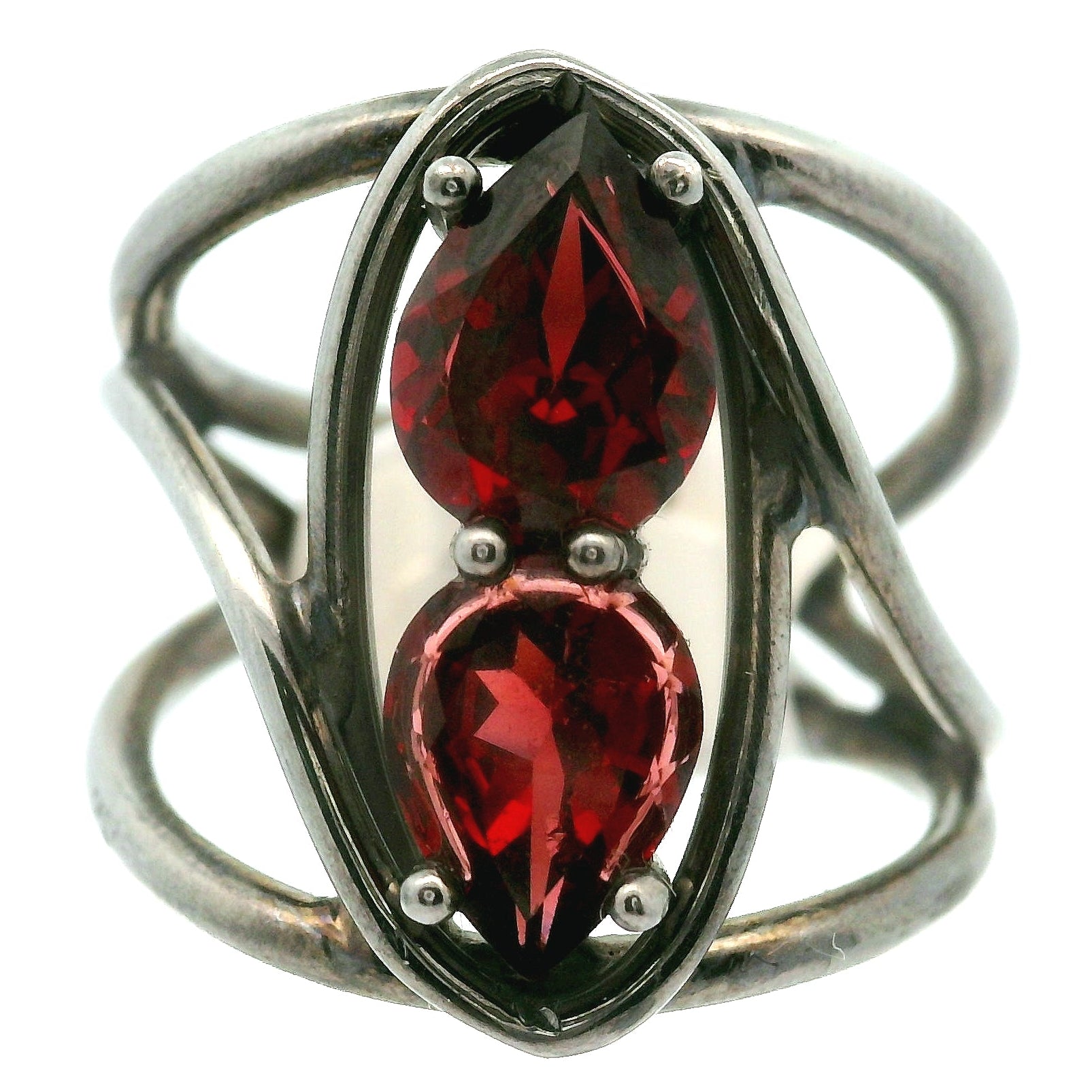 Double Stone Cuff Ring .925 Silver for Manifestation and Creation