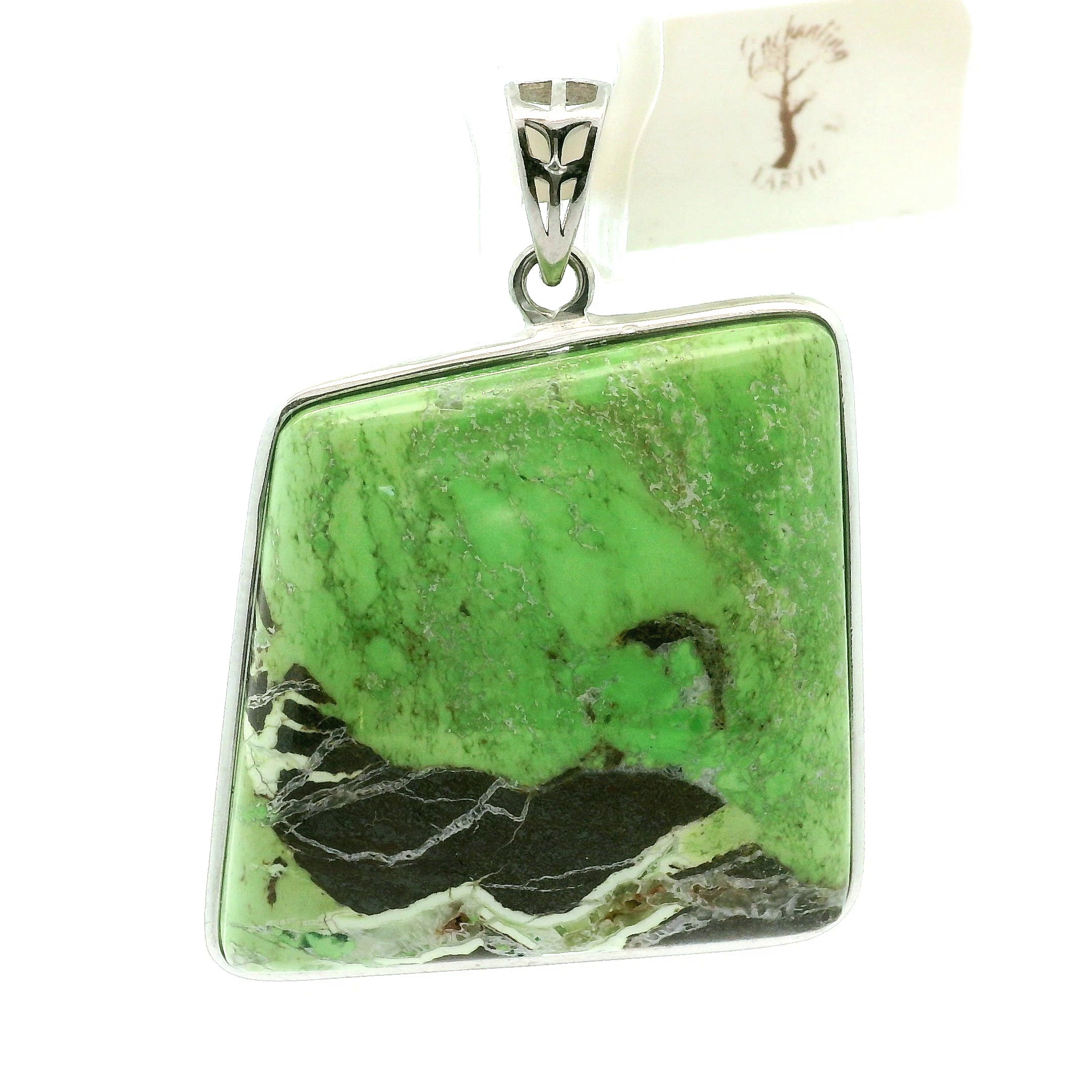 Gaspeite Pendant .925 Silver for Healing and Abundance