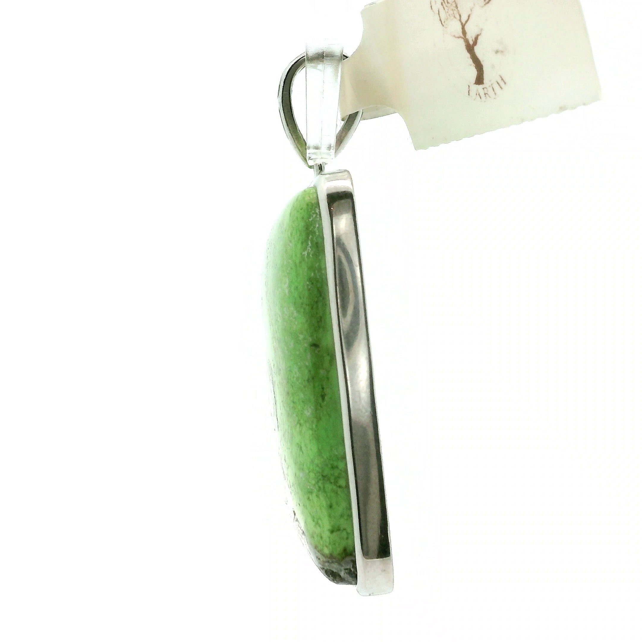 Gaspeite Pendant .925 Silver for Healing and Abundance