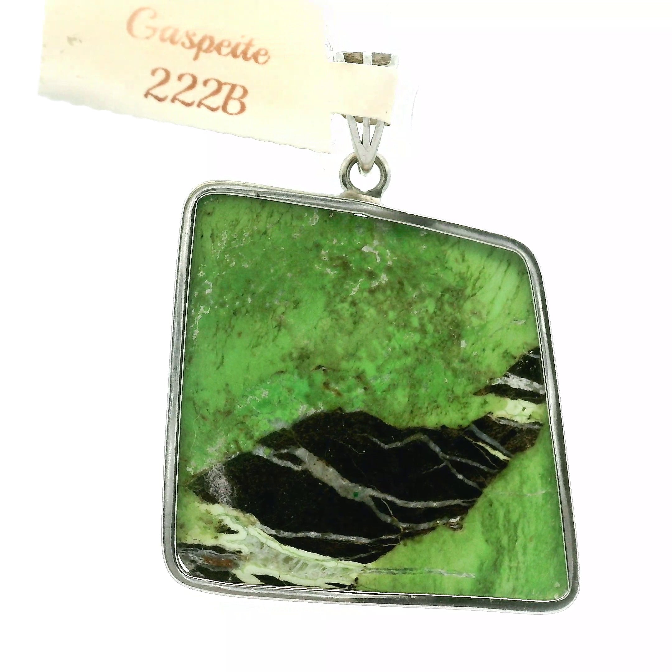 Gaspeite Pendant .925 Silver for Healing and Abundance
