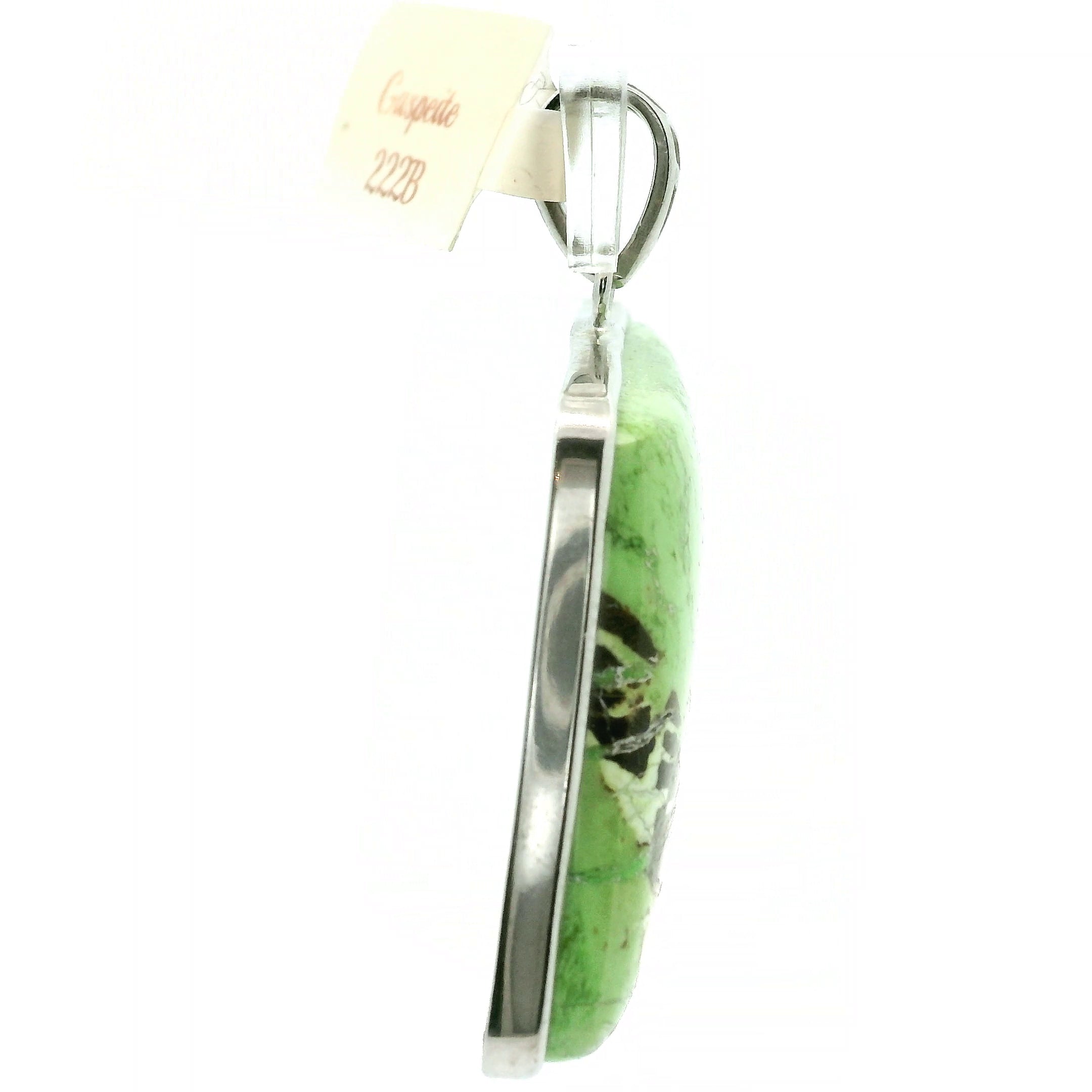 Gaspeite Pendant .925 Silver for Healing and Abundance