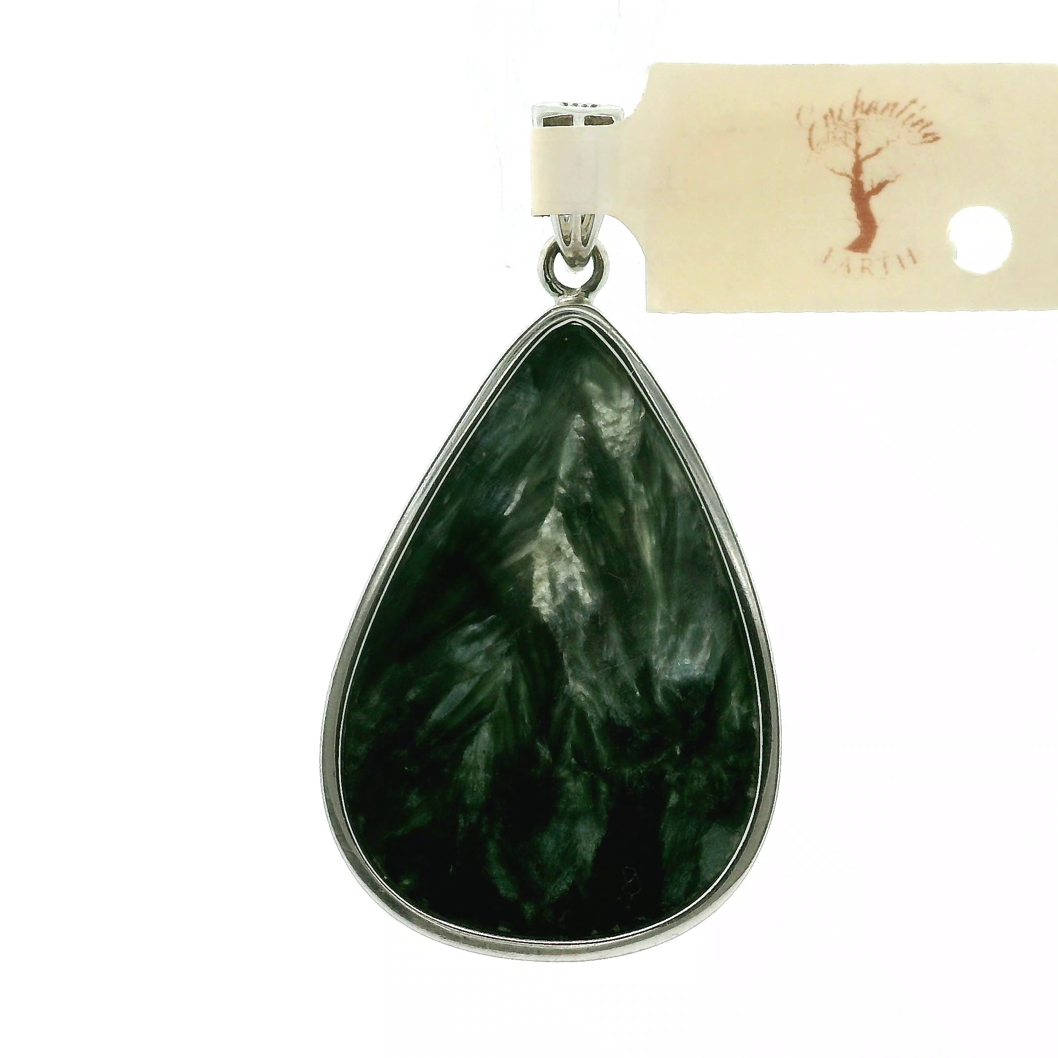 Seraphinite Pendant .925 Silver for Spiritual Advancement, Healing and Harmony
