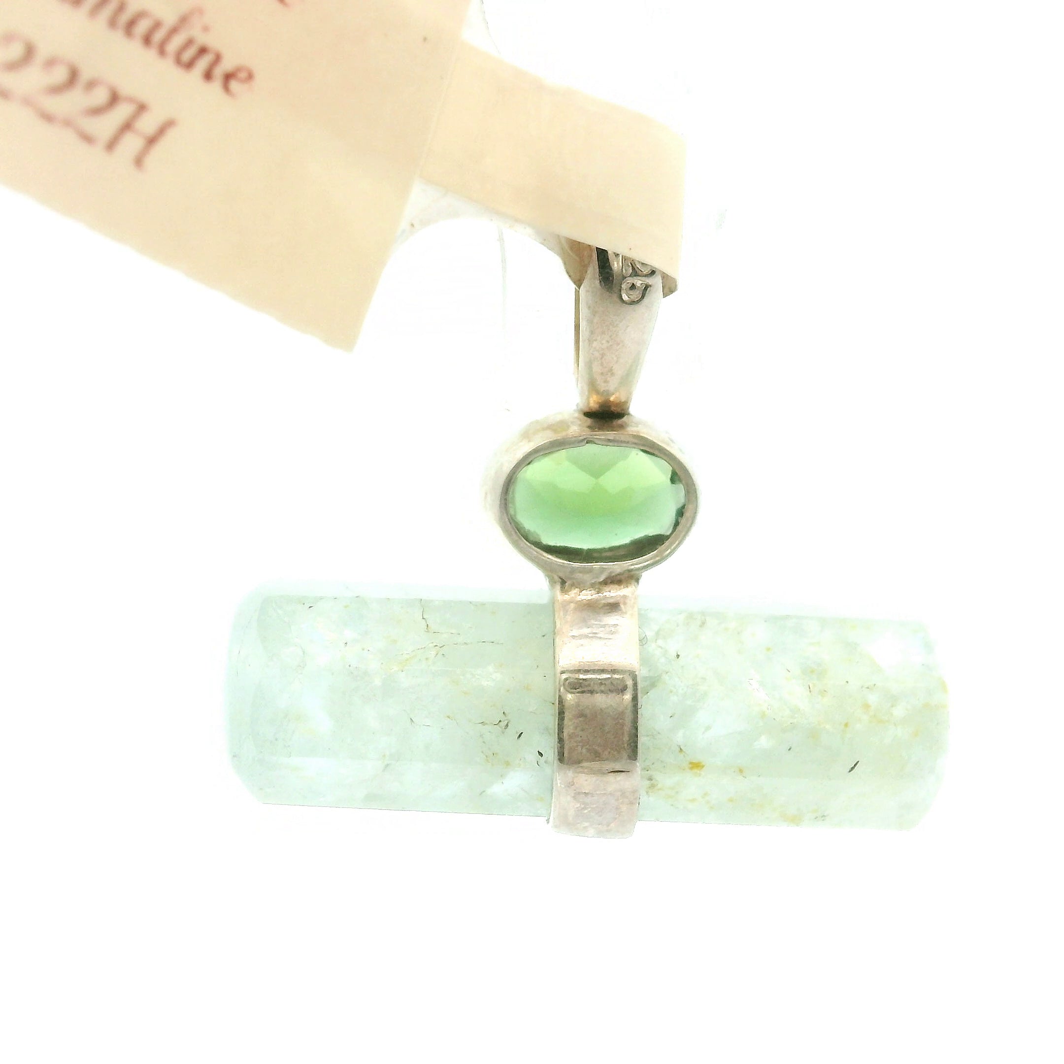 Aquamarine with Green Tourmaline Pendant .925 Silver for Peace, Calm and Strength