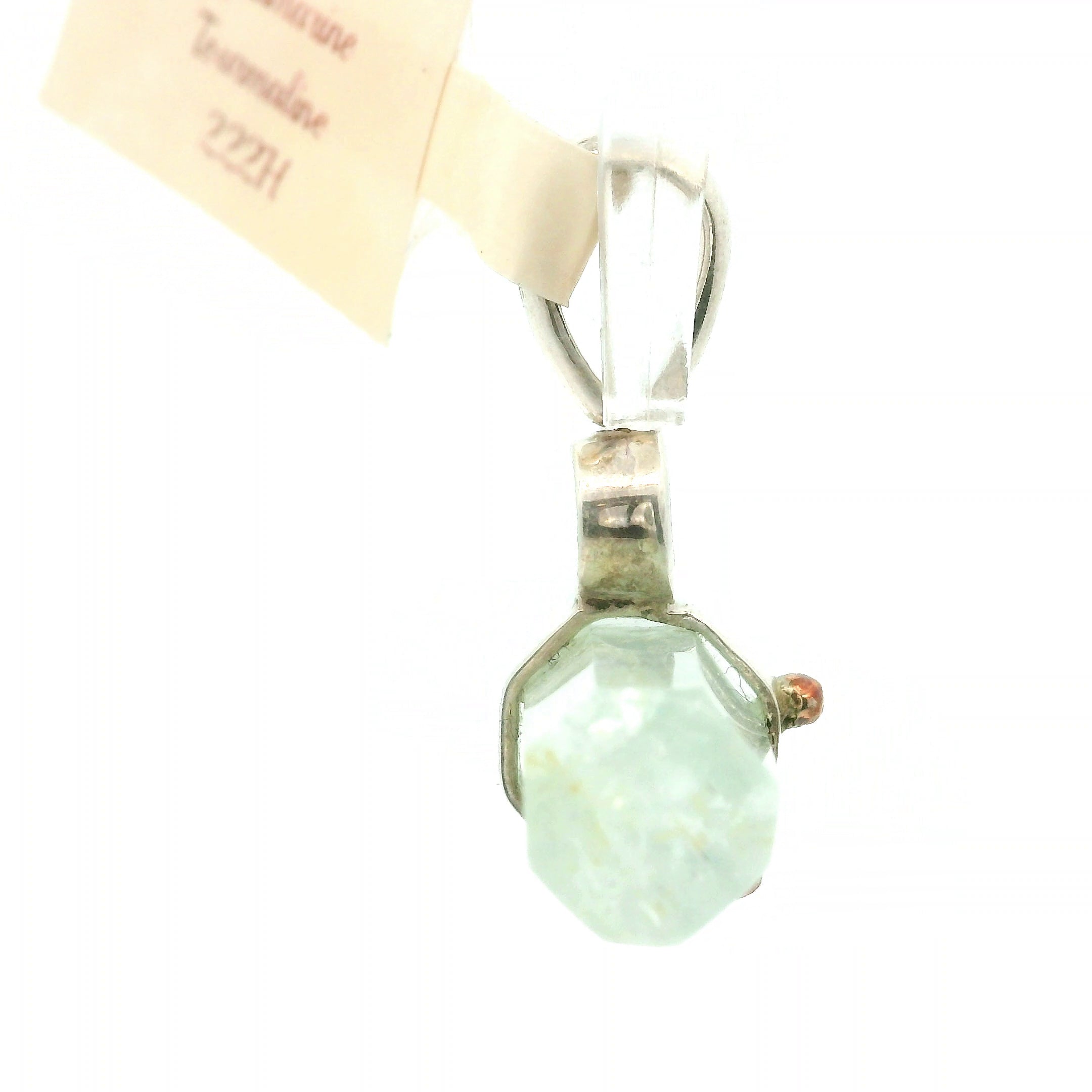 Aquamarine with Green Tourmaline Pendant .925 Silver for Peace, Calm and Strength