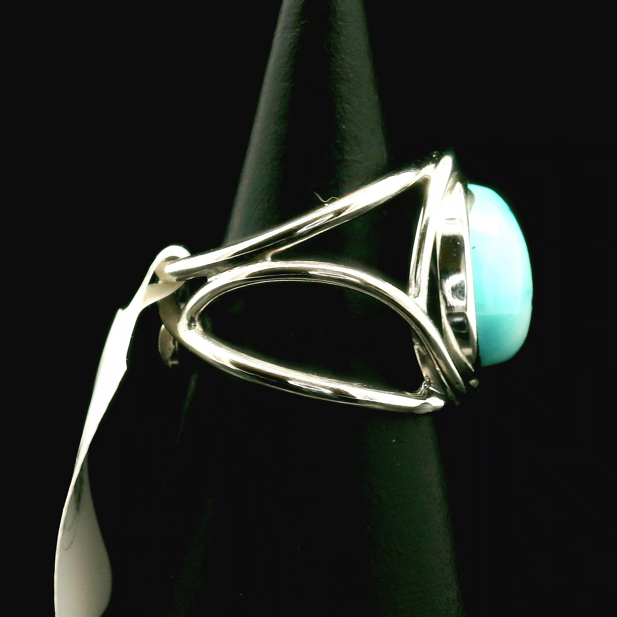 Blue Moon Turquoise Cuff Ring 925 Silver for Good Luck, Prosperity and Protection