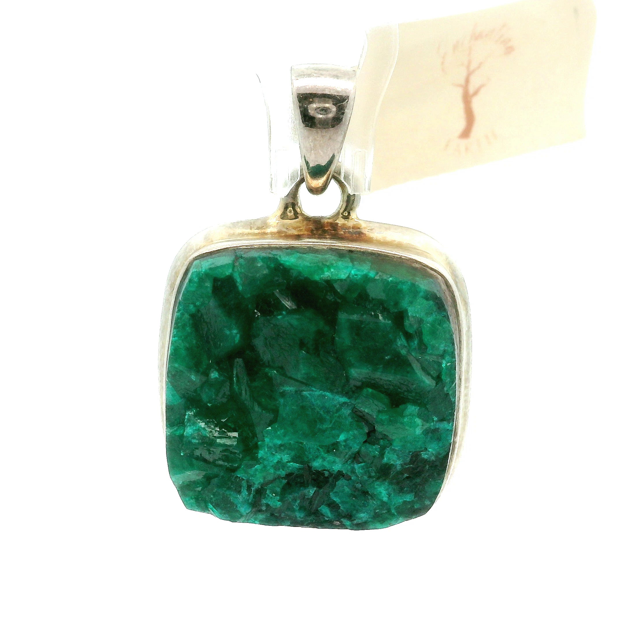 Druzy Raw Dioptase Bezel Pendant (High Quality) for Grief, Depression and Anxiety