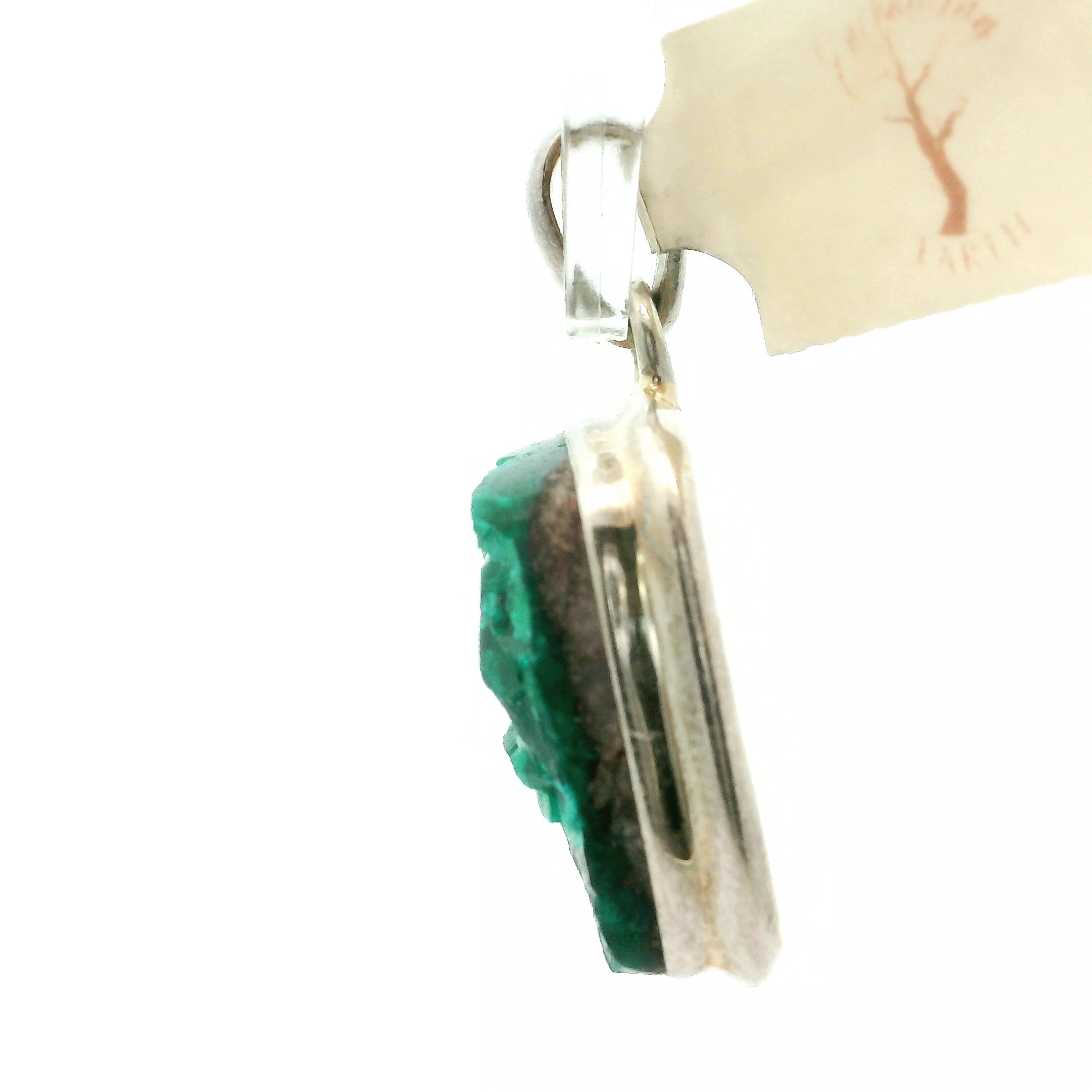 Druzy Raw Dioptase Bezel Pendant (High Quality) for Grief, Depression and Anxiety