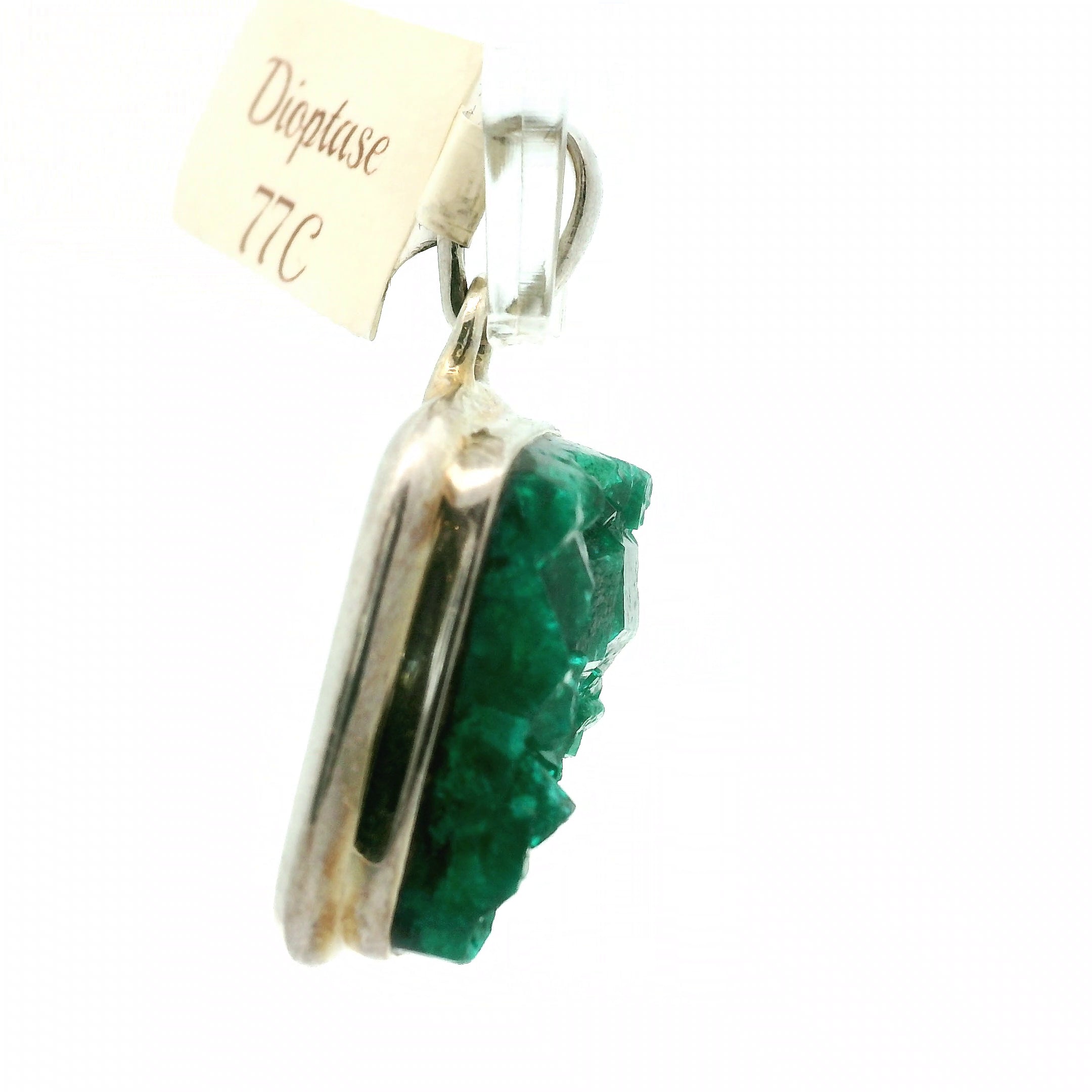 Druzy Raw Dioptase Bezel Pendant (High Quality) for Grief, Depression and Anxiety