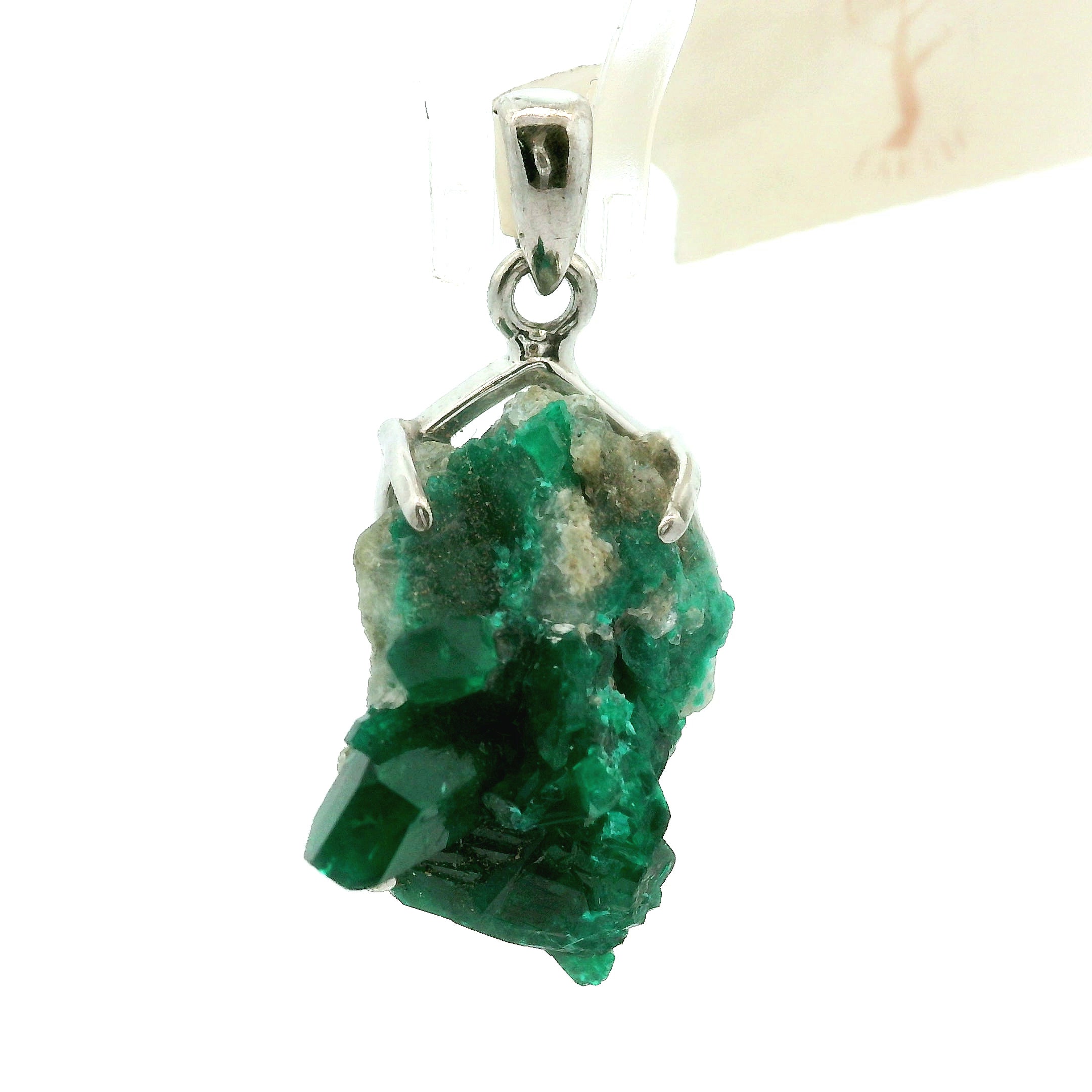 Druzy Raw Dioptase Claw Pendant (High Quality) for Grief, Depression and Anxiety