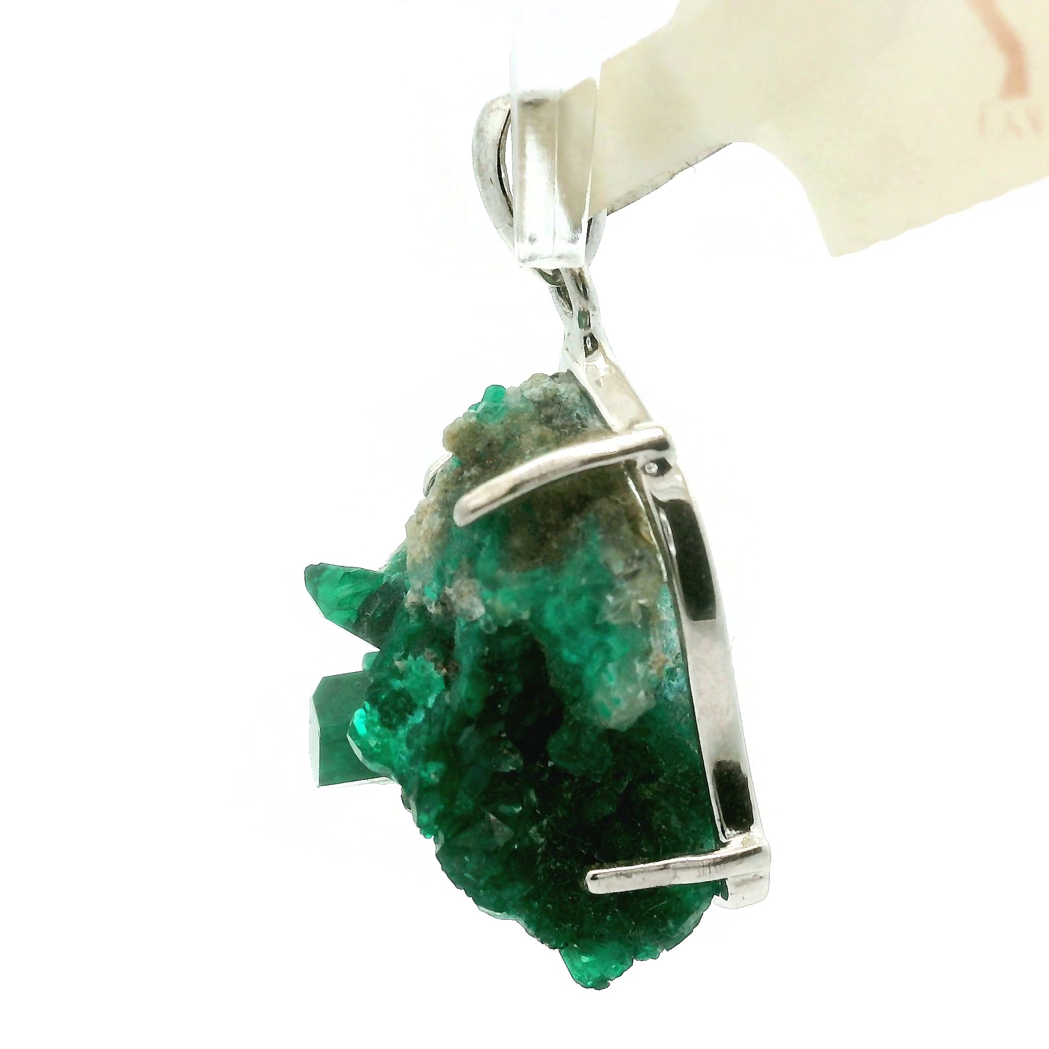 Druzy Raw Dioptase Claw Pendant (High Quality) for Grief, Depression and Anxiety