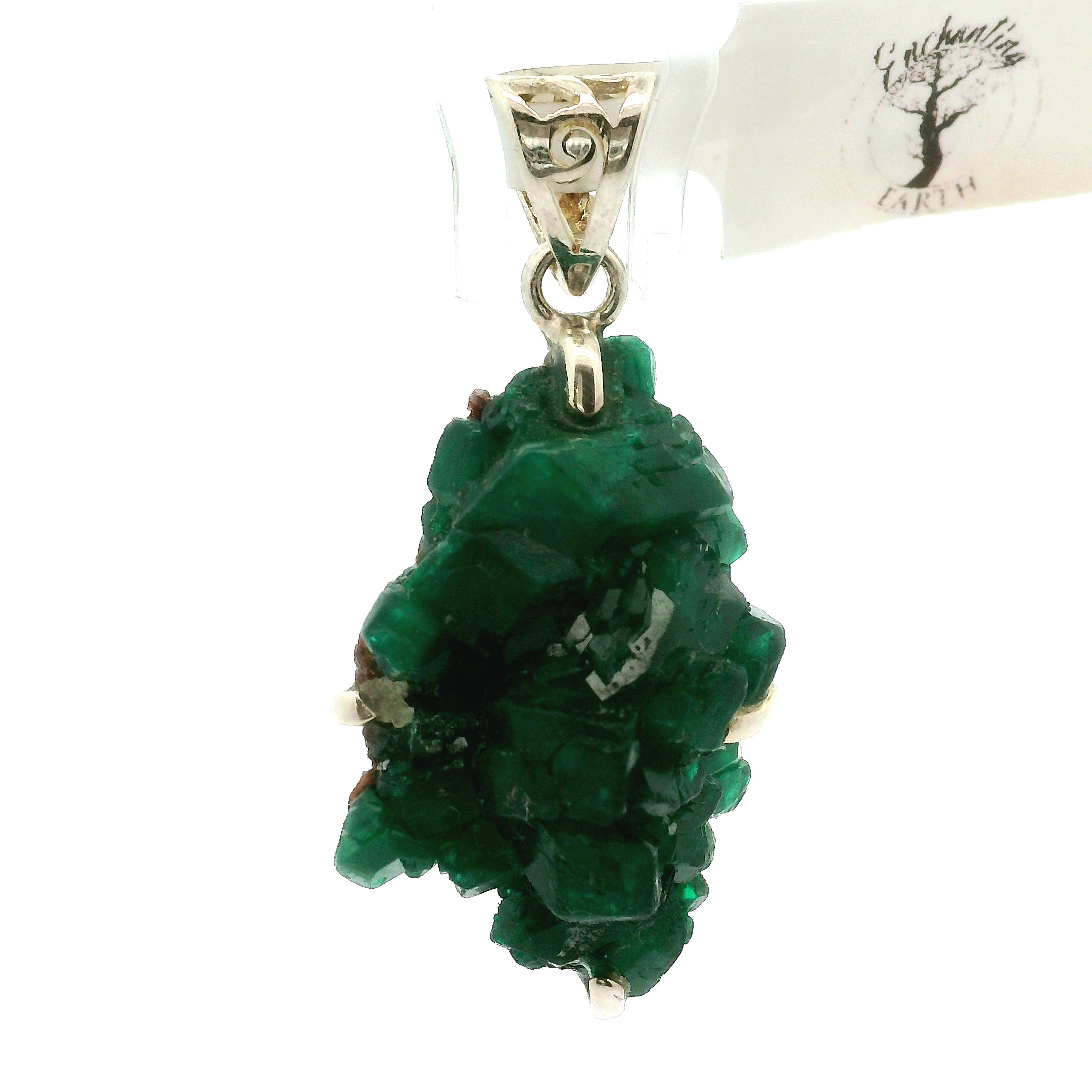 Druzy Raw Dioptase Claw Pendant (High Quality) for Grief, Depression and Anxiety