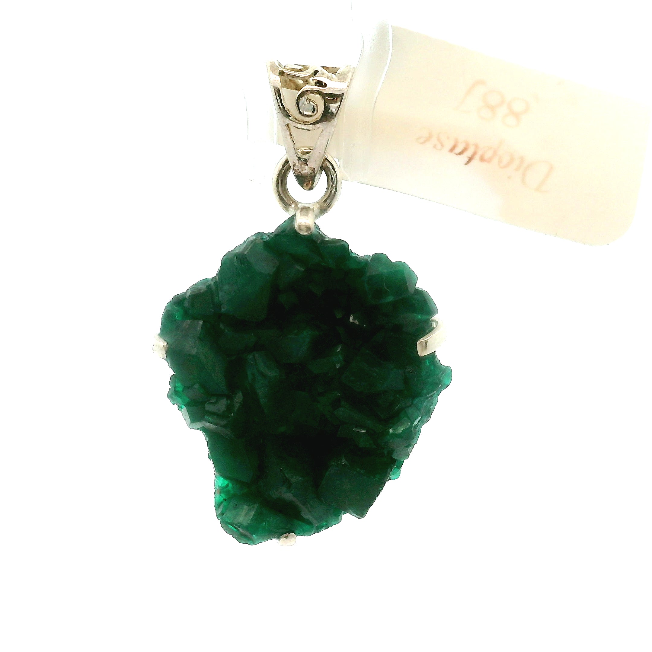 Druzy Raw Dioptase Claw Pendant (High Quality) for Grief, Depression and Anxiety