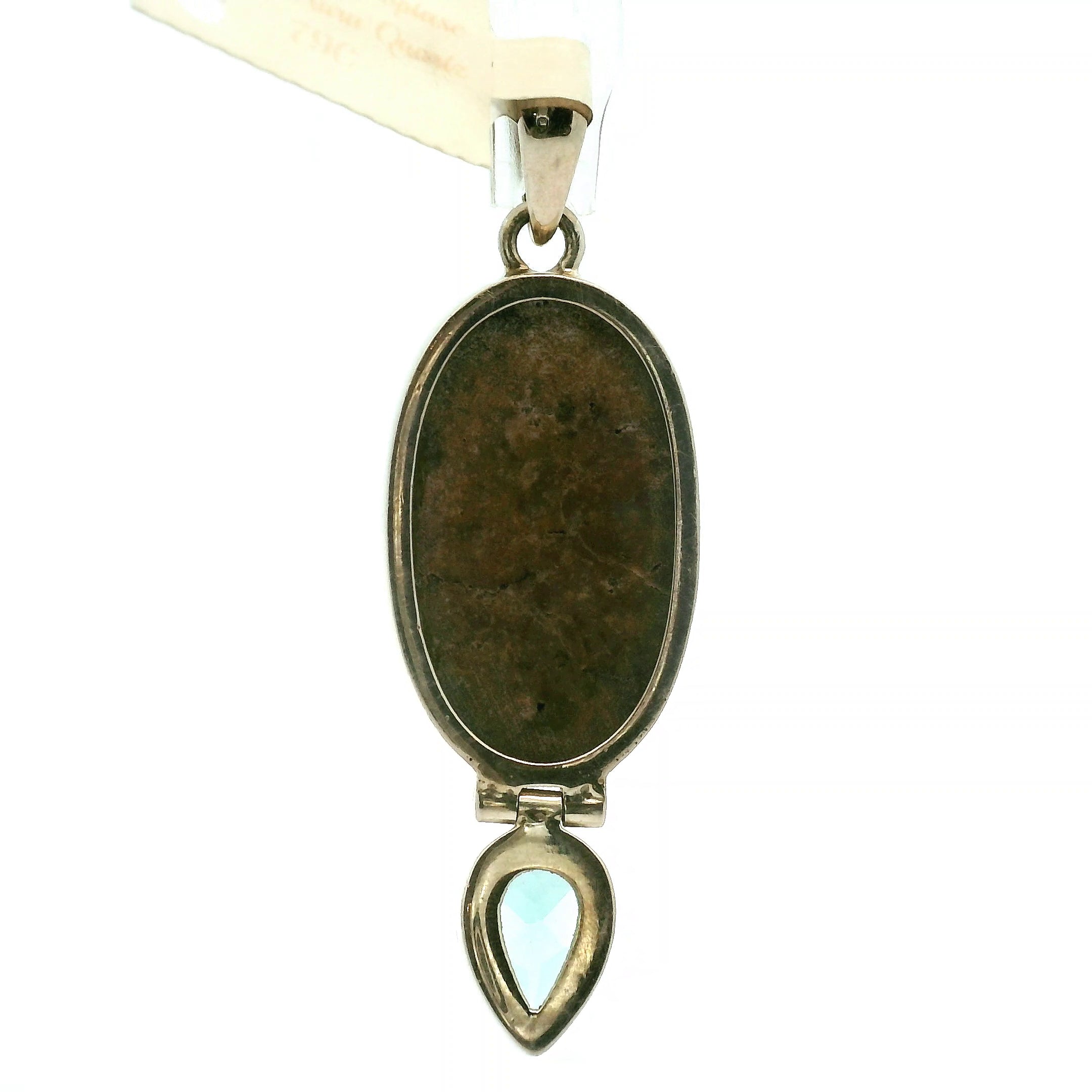 Druzy Raw Dioptase with Aqua Aura Quartz Pendant .925 Silver for Grief, Depression and Anxiety