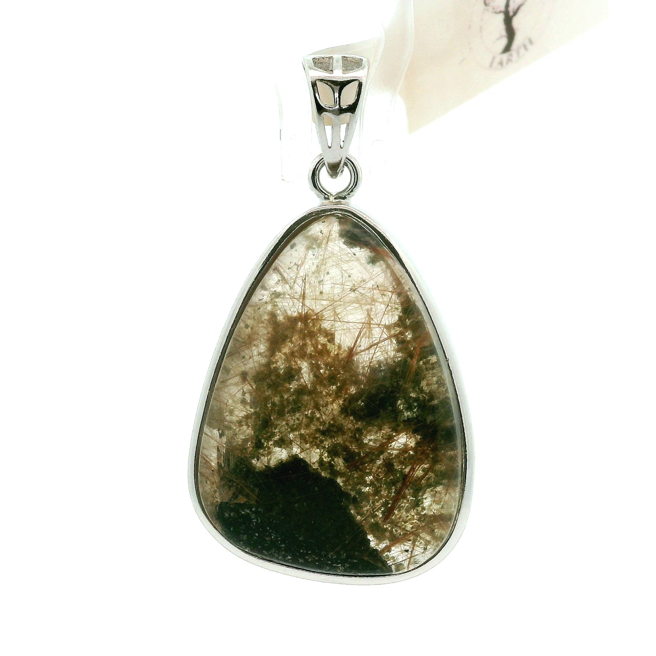 Himalayan Garden Quarts with Gold Rutile Pendant .925 Silver for Insight, Meditation & Shamanic Journey