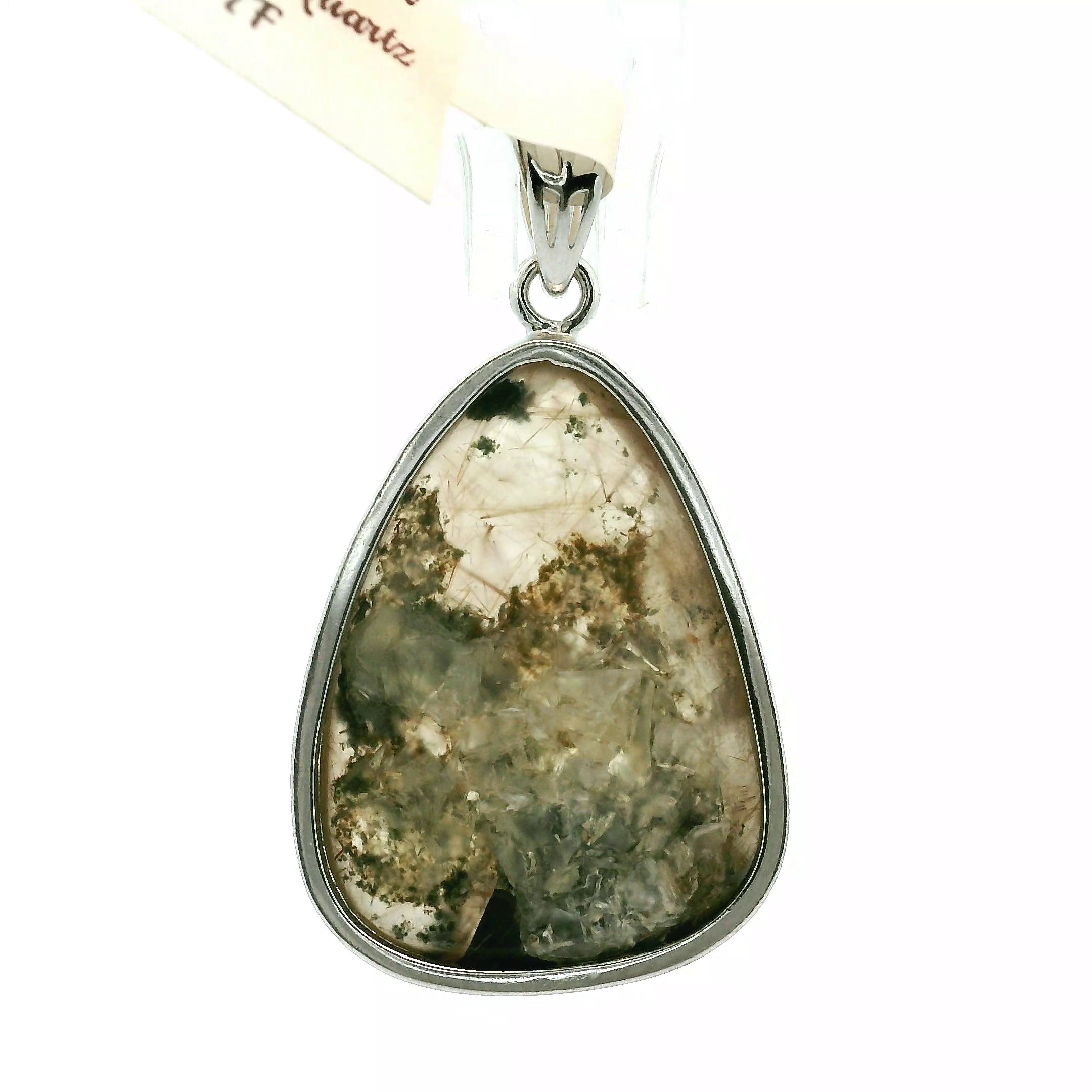 Himalayan Garden Quarts with Gold Rutile Pendant .925 Silver for Insight, Meditation & Shamanic Journey