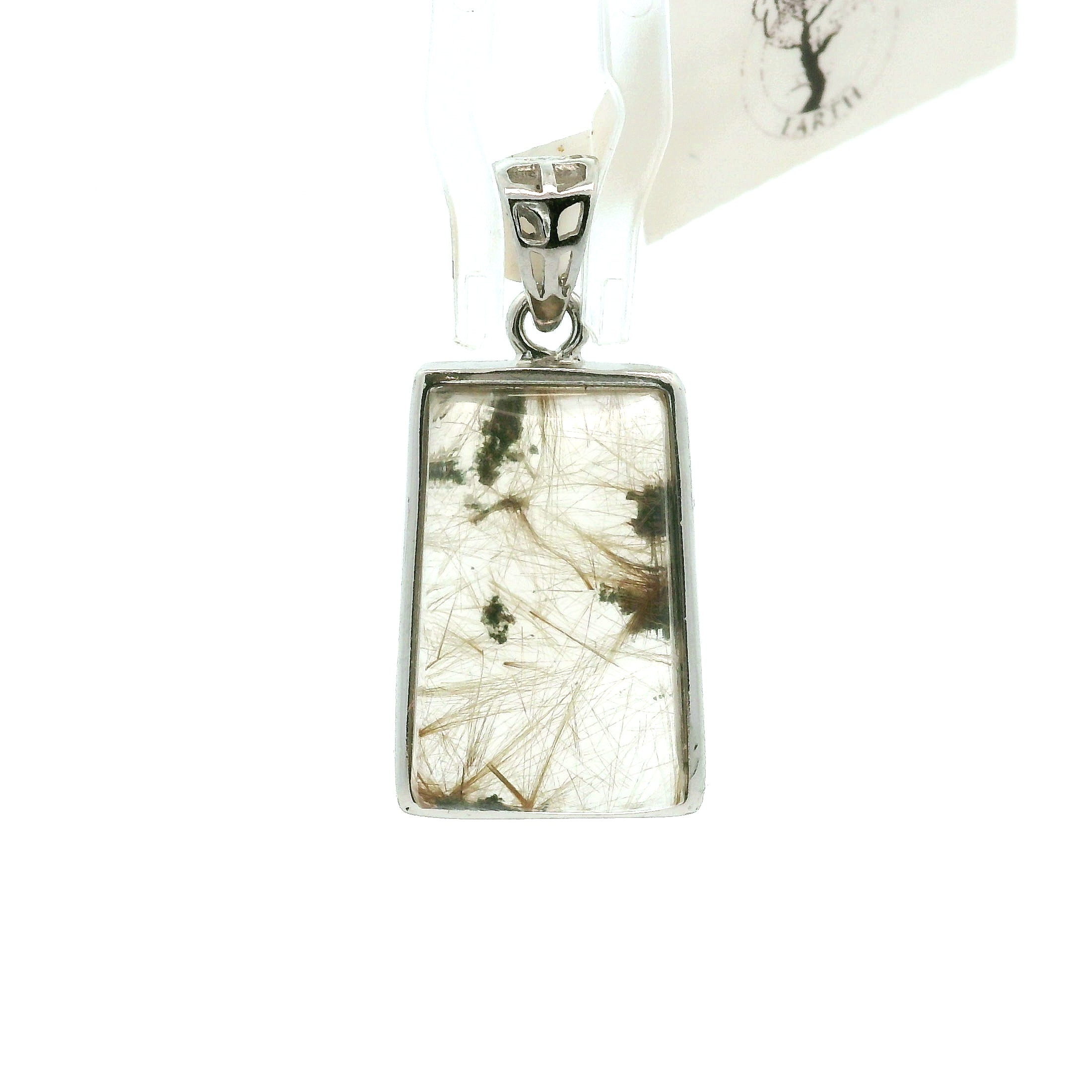 Himalayan Garden Quarts with Gold Rutile Pendant .925 Silver for Insight, Meditation & Shamanic Journey