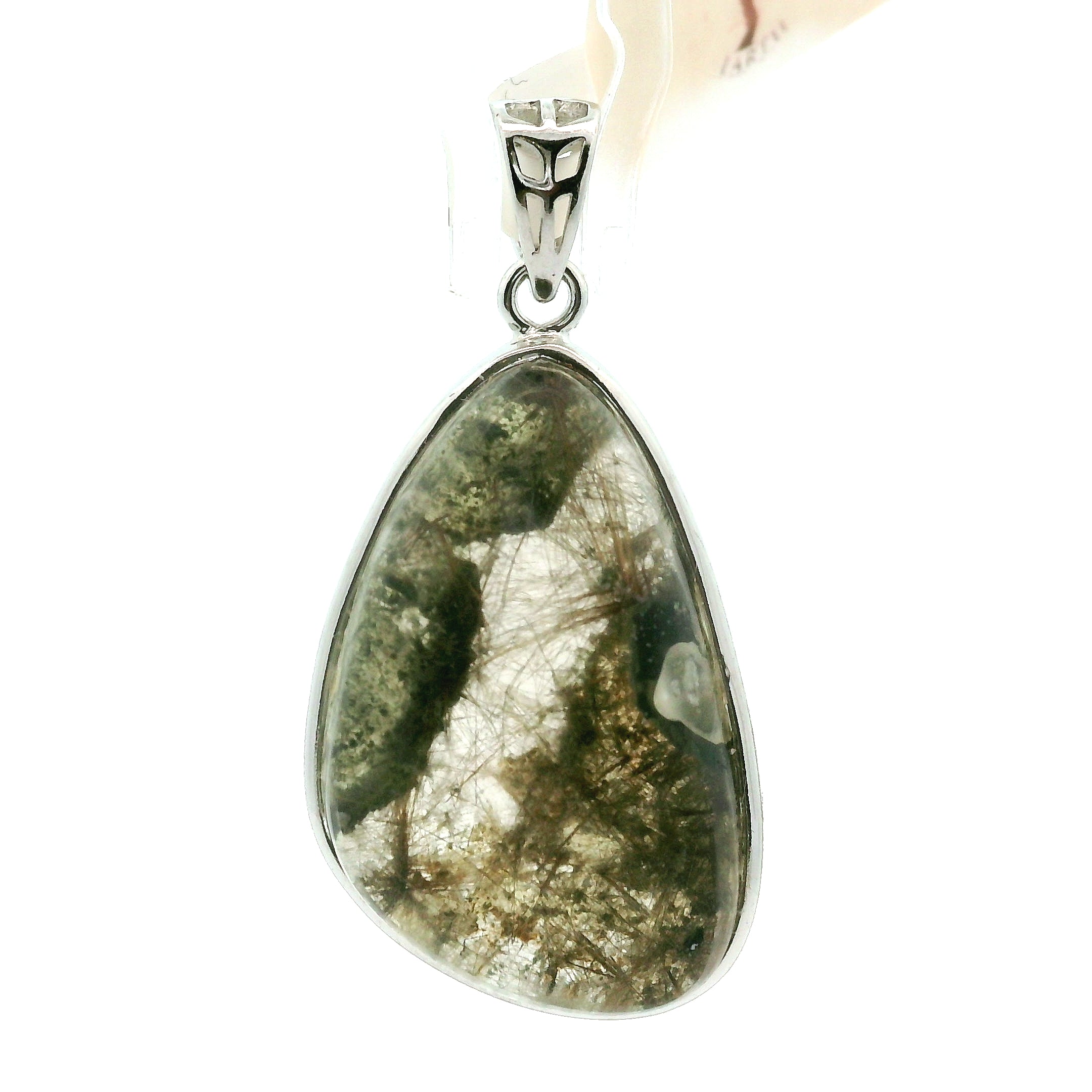 Himalayan Garden Quarts with Gold Rutile Pendant .925 Silver for Insight, Meditation & Shamanic Journey
