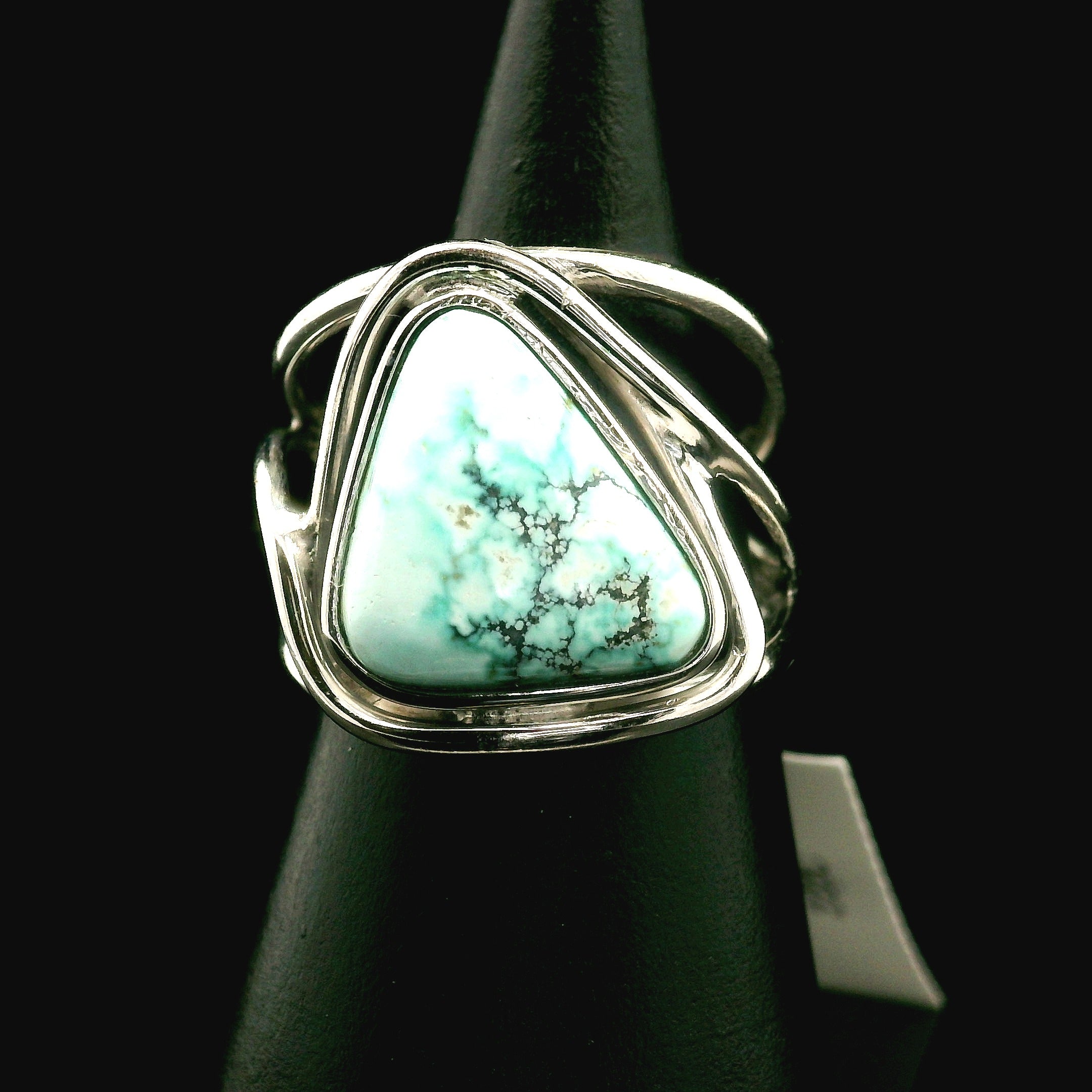 Blue Moon Turquoise Cuff Ring 925 Silver for Good Luck, Prosperity and Protection