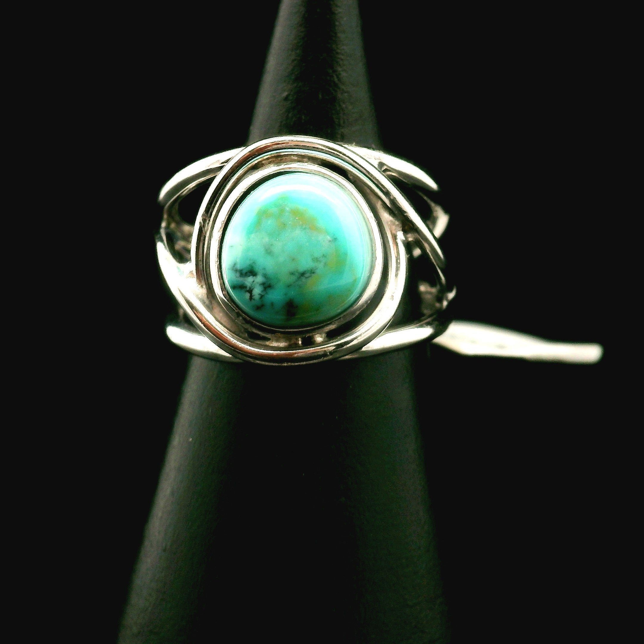 Blue Moon Turquoise Cuff Ring 925 Silver for Good Luck, Prosperity and Protection