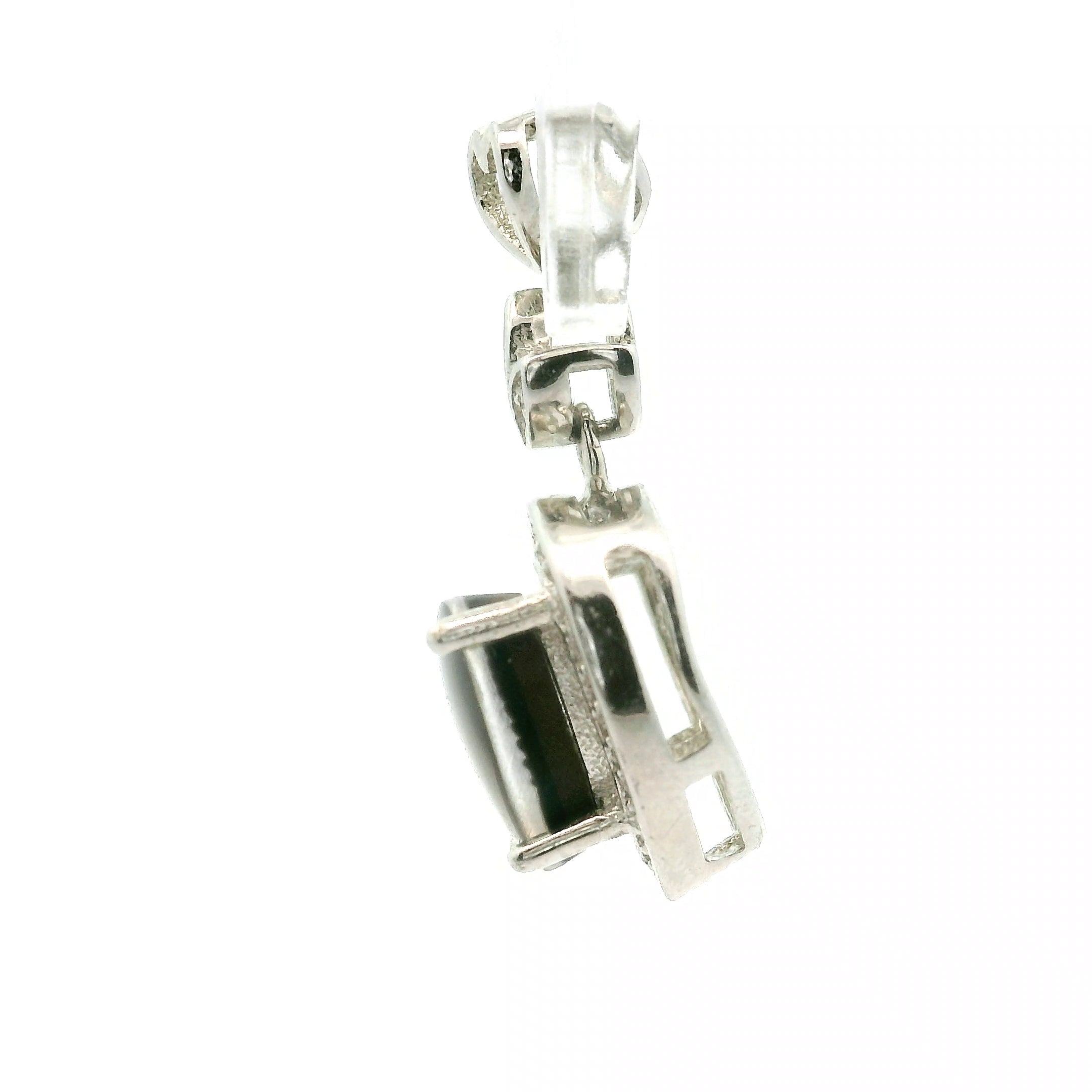 Ammolite with Clear Zircon Pavé Pendant .925 Silver for Transformation and Boosting Life Force Energy