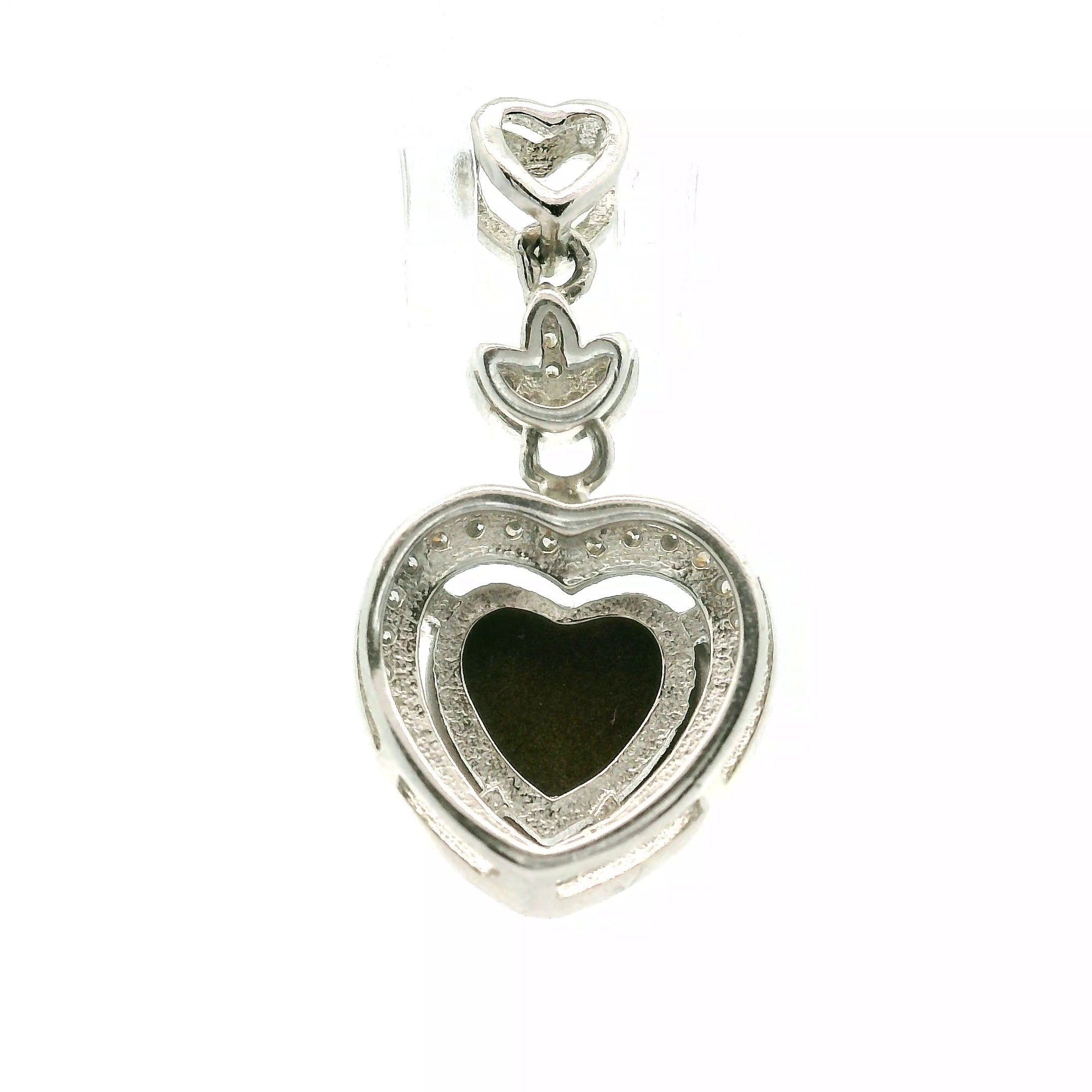 Ammolite with Clear Zircon Pavé Pendant .925 Silver for Transformation and Boosting Life Force Energy