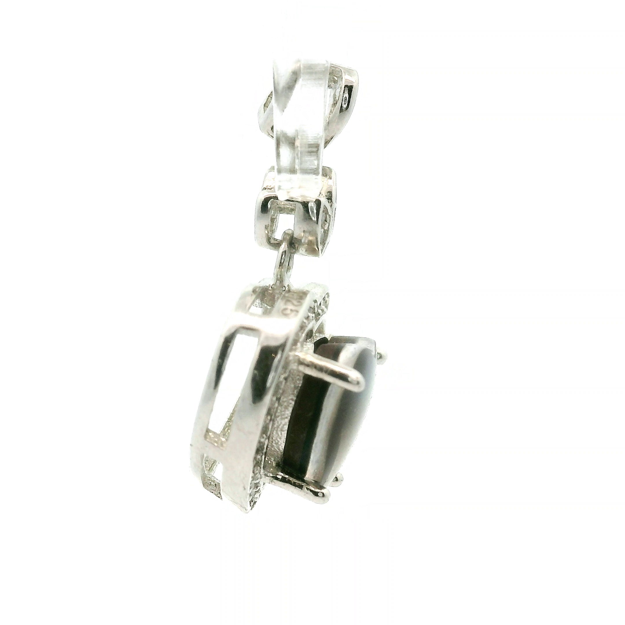 Ammolite with Clear Zircon Pavé Pendant .925 Silver for Transformation and Boosting Life Force Energy
