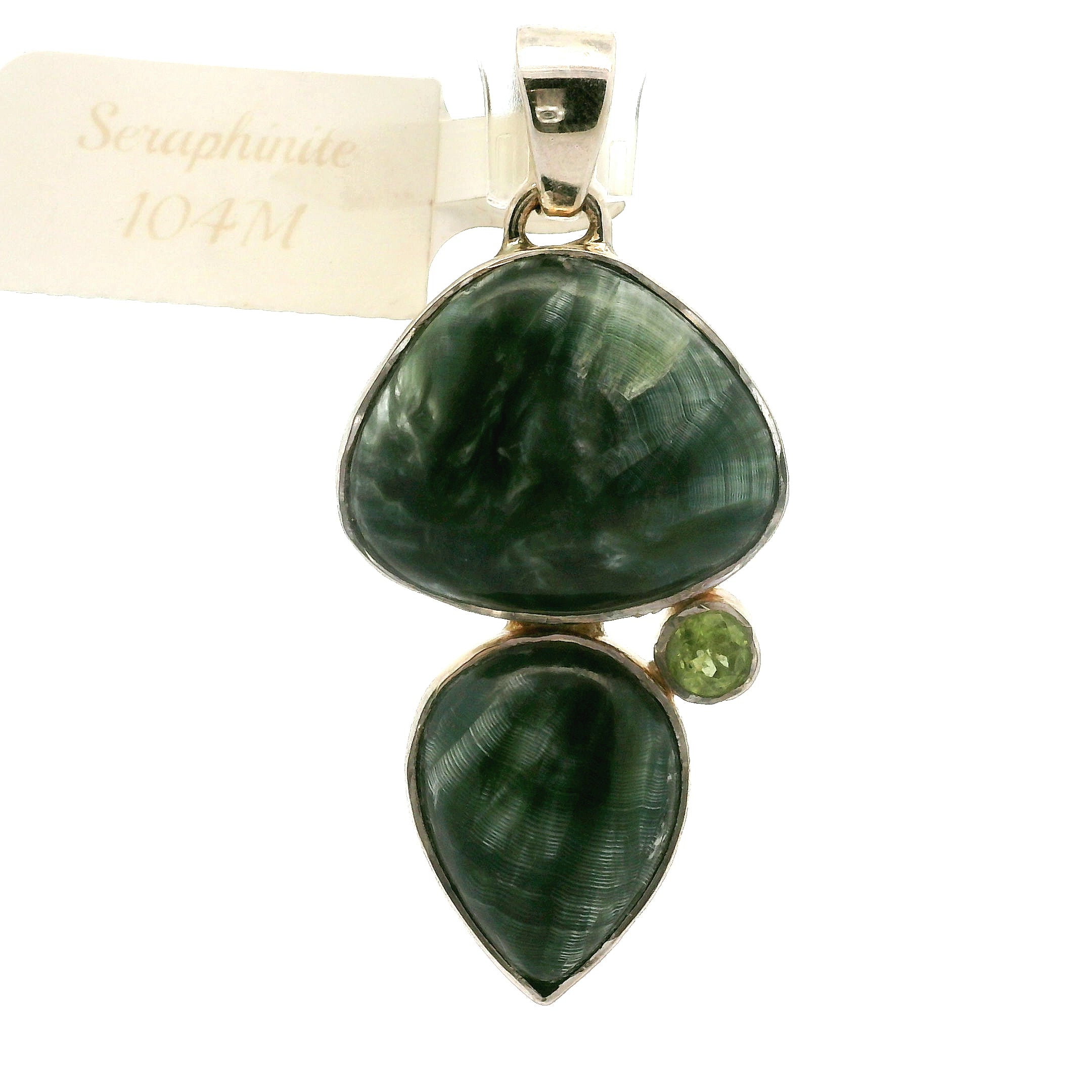 Seraphinite with Peridot Pendant .925 Silver for Spiritual Advancement, Healing and Harmony