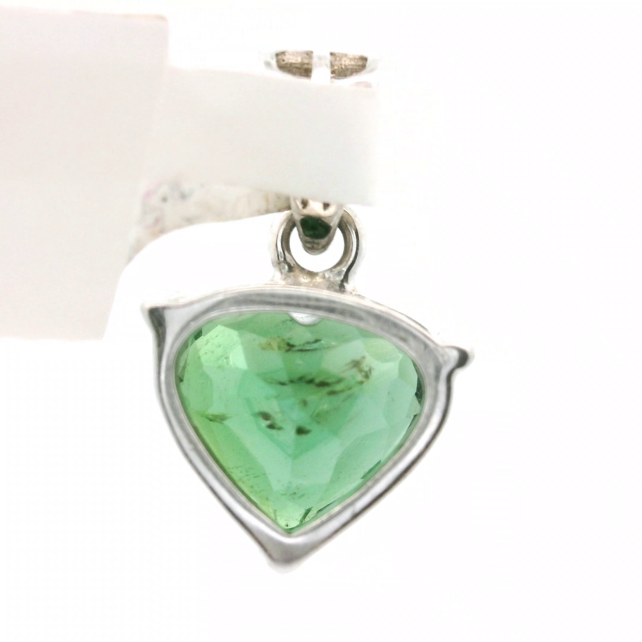 Green Blue Tourmaline Heart Pendants .925 Silver for Removing Insecurities and Helping Inspire Creativity