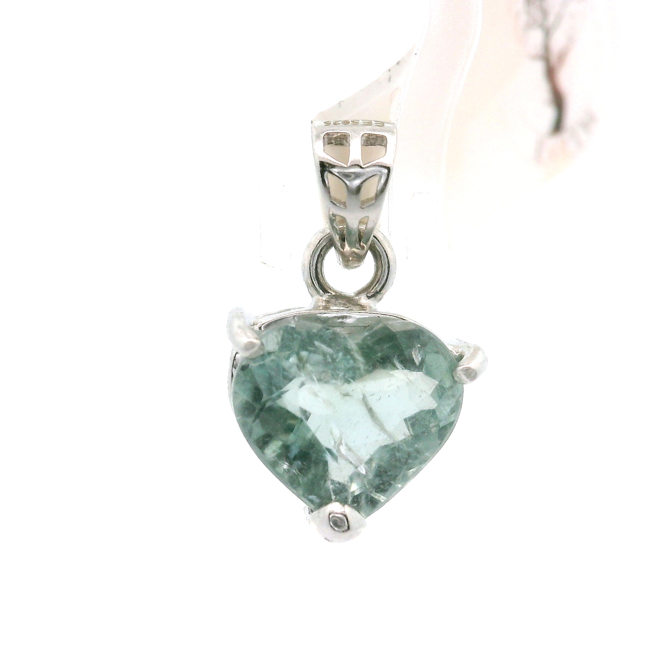 Green Blue Tourmaline Heart Pendants .925 Silver for Removing Insecurities and Helping Inspire Creativity