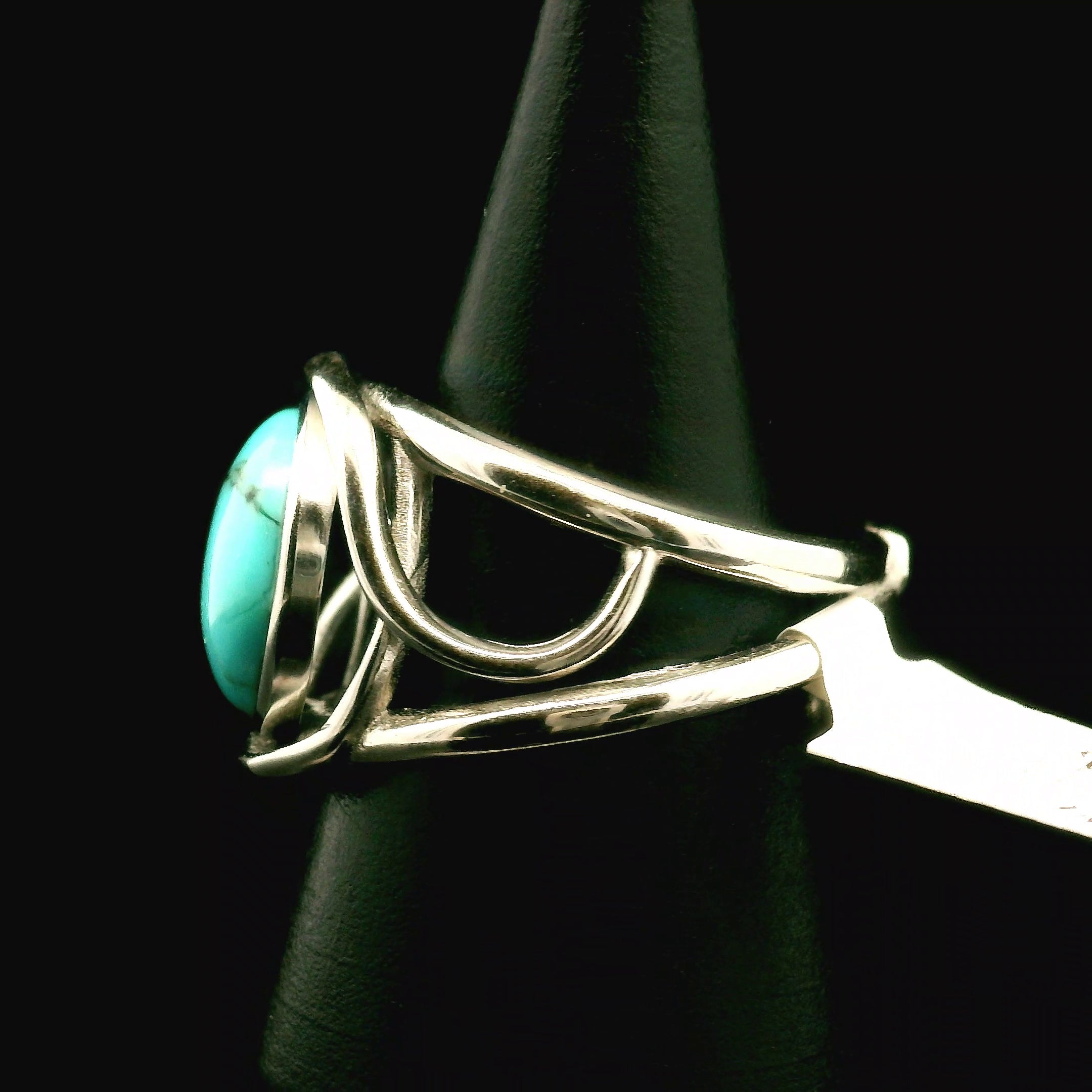Kingman Turquoise Cuff Ring 925 Silver for Good Luck, Prosperity and Protection