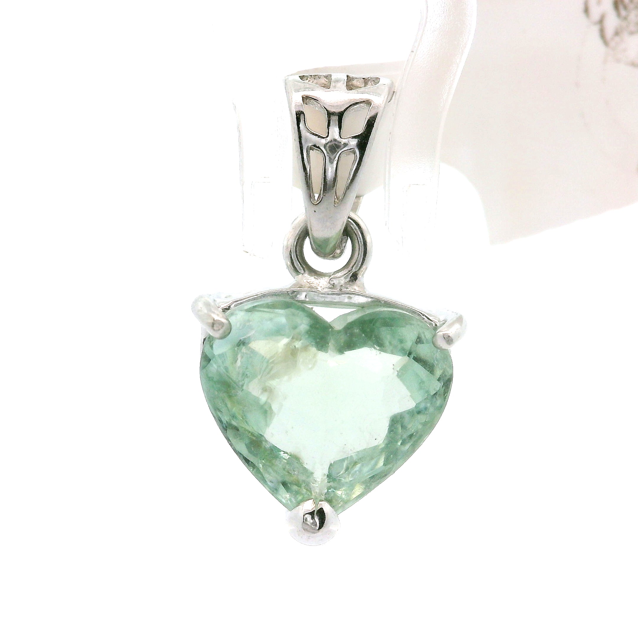 Green Blue Tourmaline Heart Pendants .925 Silver for Removing Insecurities and Helping Inspire Creativity