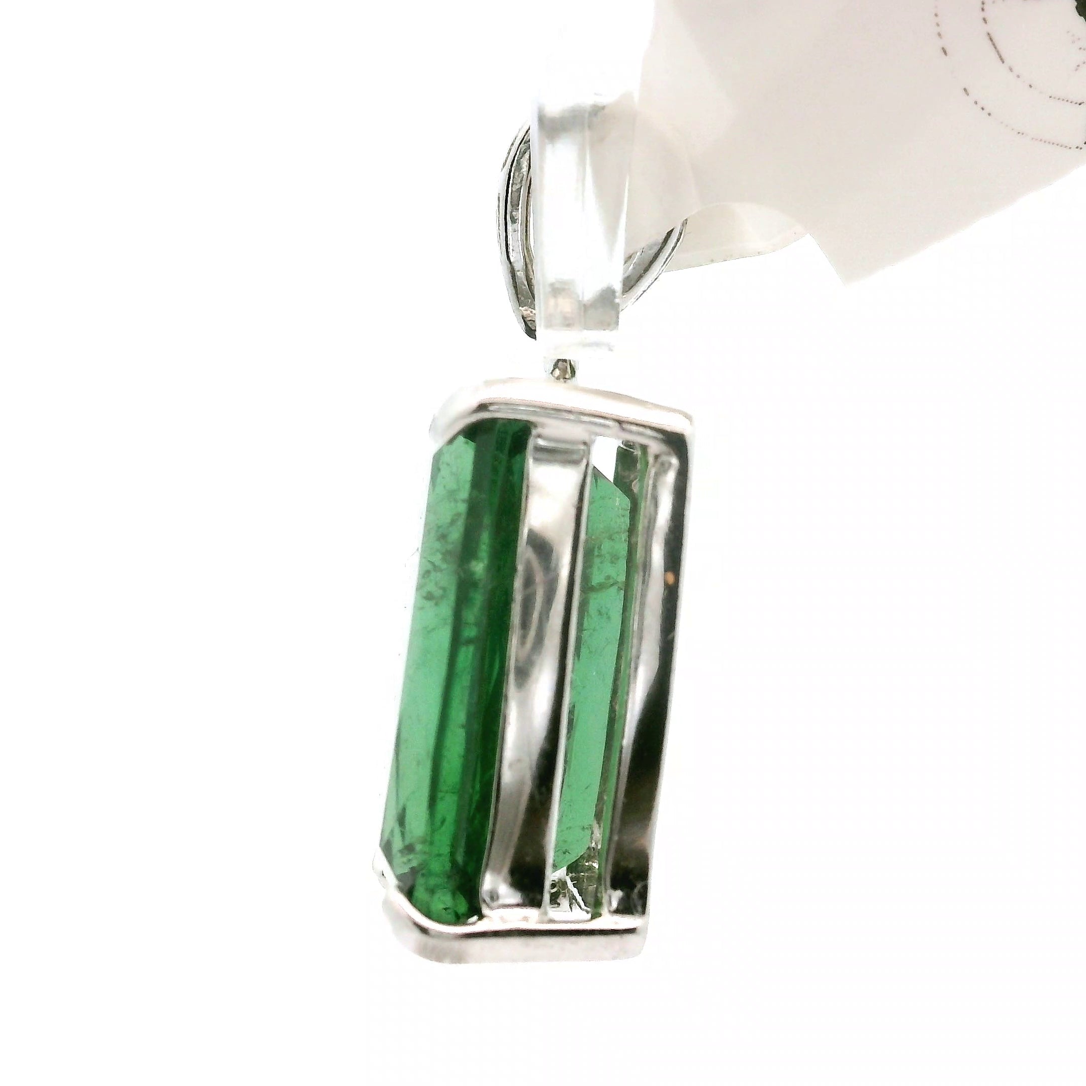 Green Tourmaline Faceted Pendant .925 Silver for Removing Insecurities and Helping Inspire Creativity