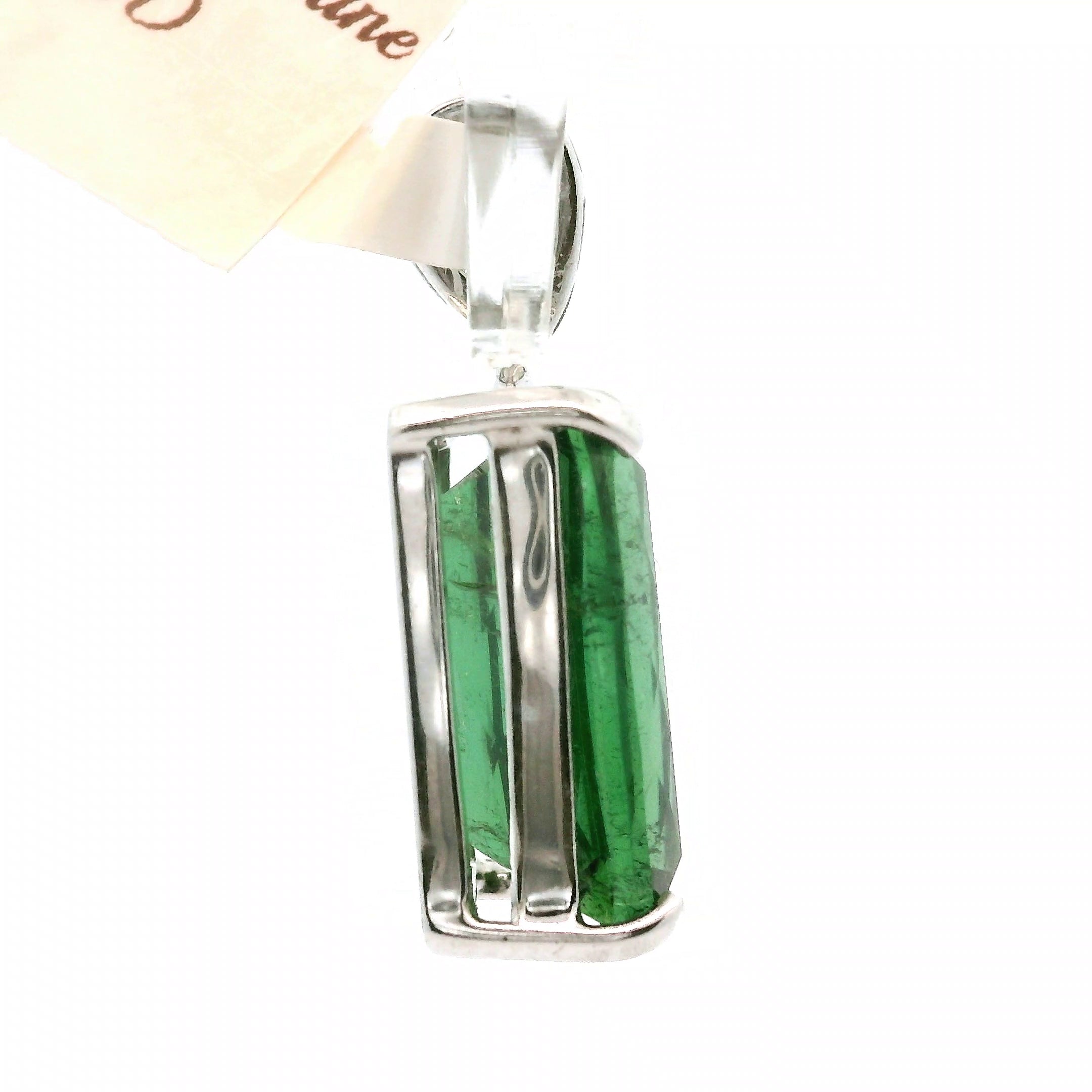Green Tourmaline Faceted Pendant .925 Silver for Removing Insecurities and Helping Inspire Creativity