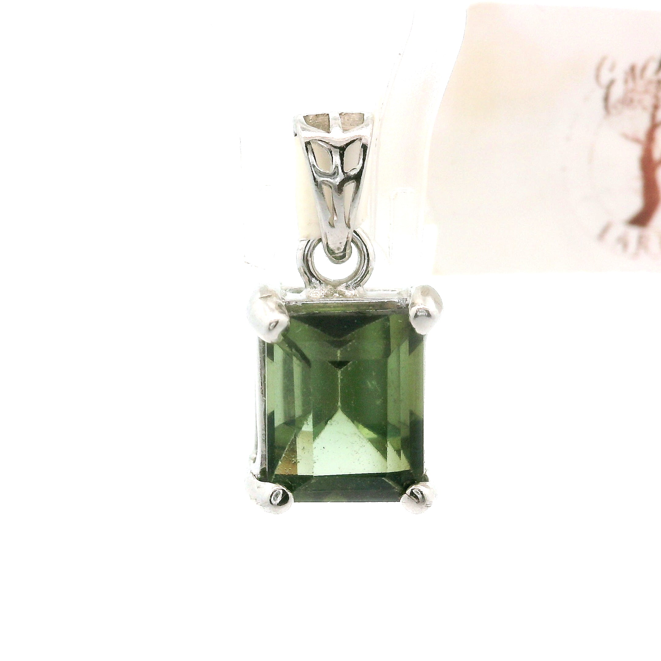 Green Tourmaline Faceted Pendant .925 Silver for Removing Insecurities and Helping Inspire Creativity