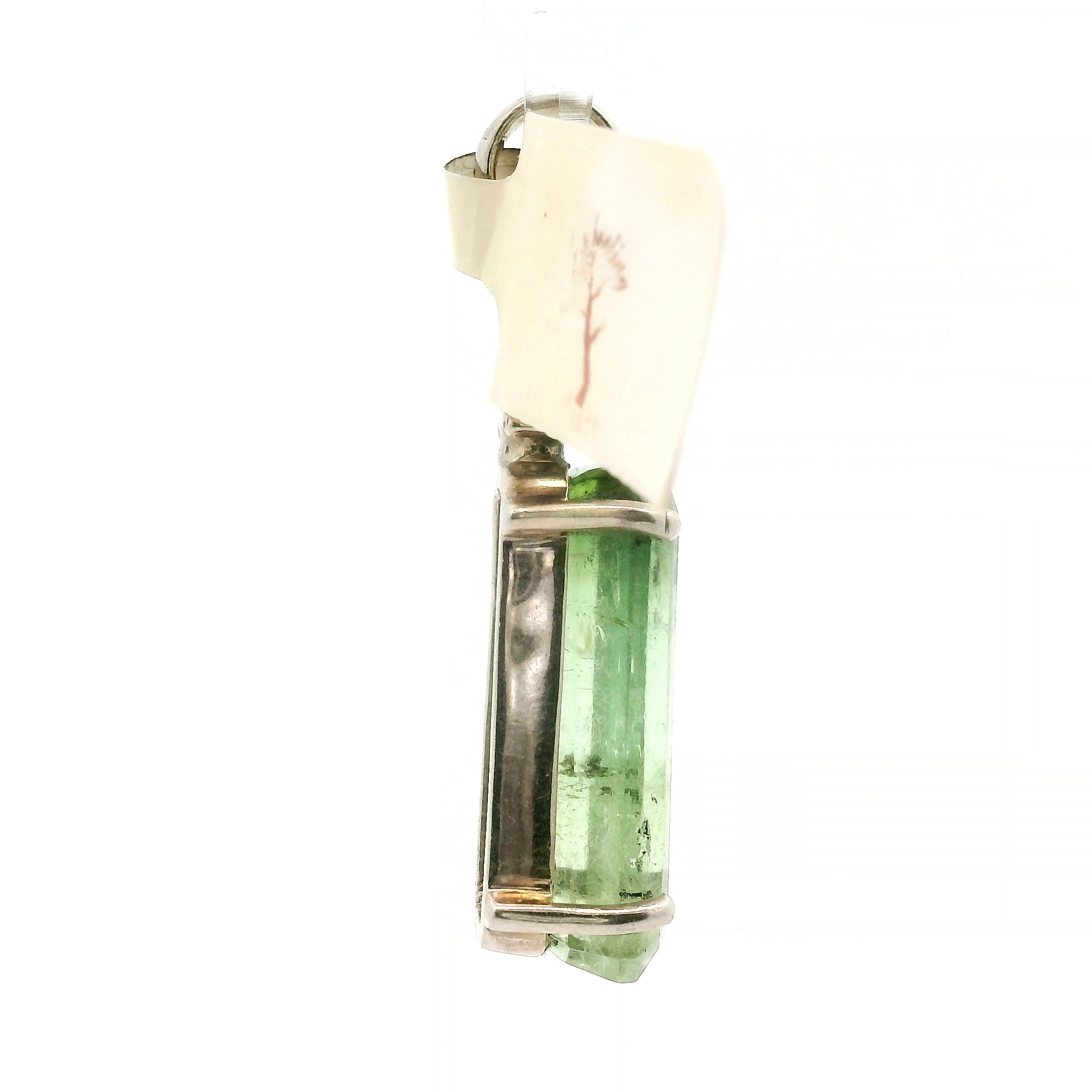 Green Tourmaline with Moonstone Pendant .925 Silver for Removing Insecurities, Helping Inspire Creativity and New Beginnings