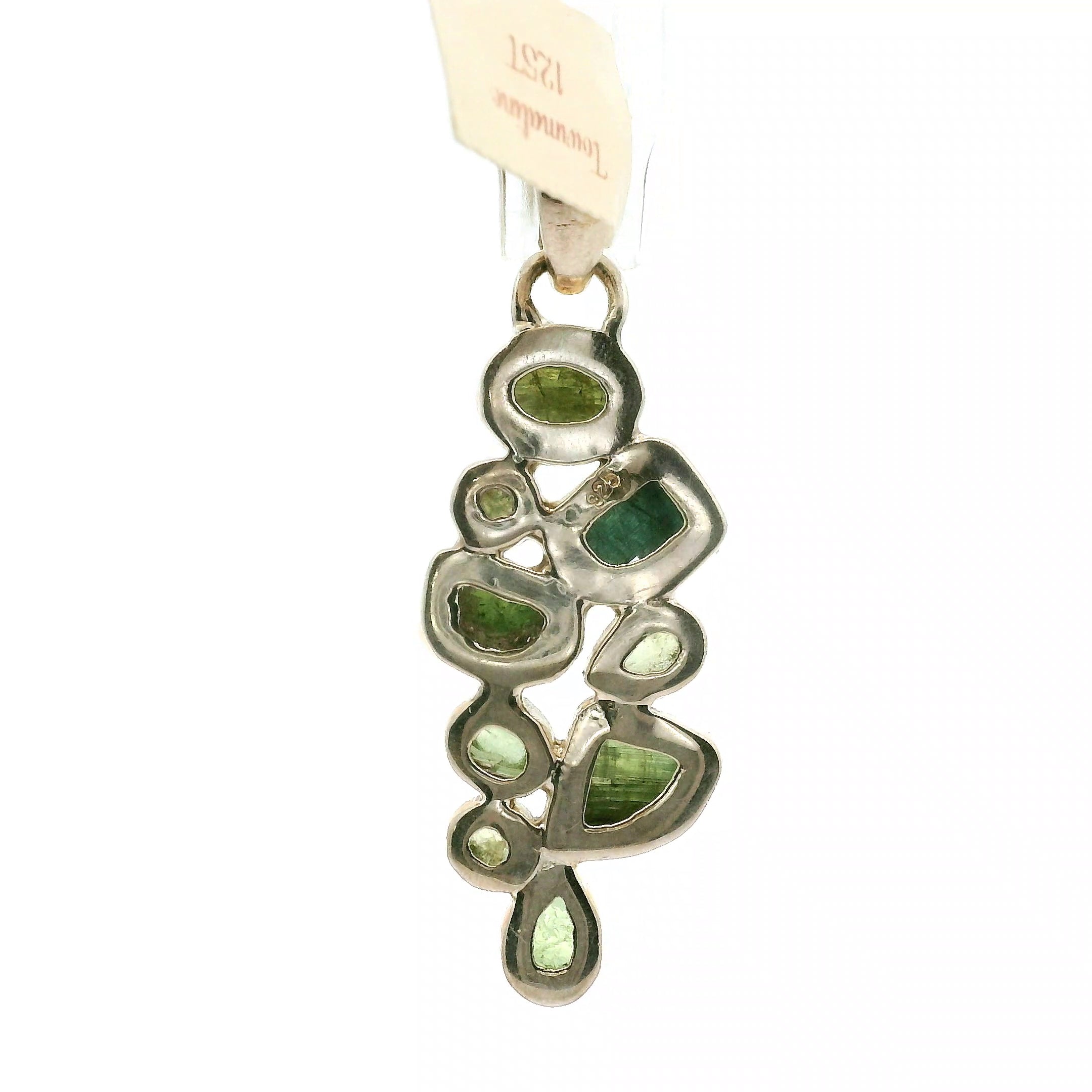 Green Tourmaline Multi-Stone Pendants .925 Silver for Removing Insecurities, and Inspiring Creativity