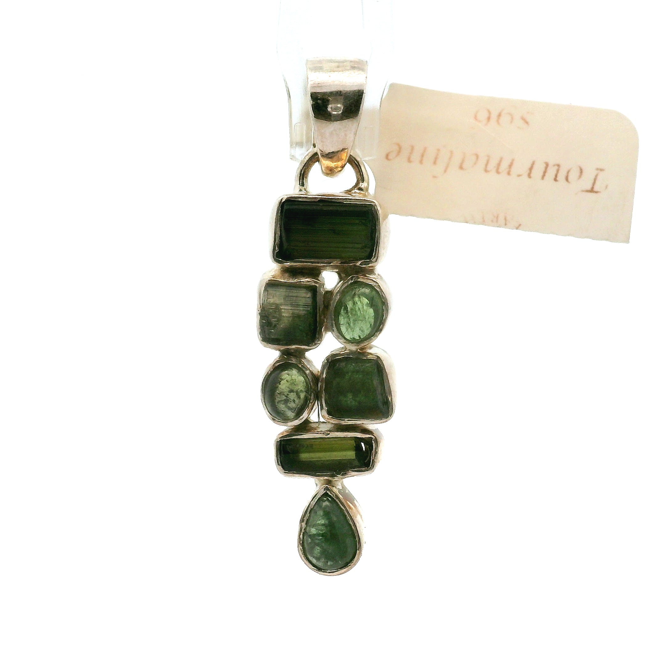 Green Tourmaline Multi-Stone Pendants .925 Silver for Removing Insecurities, and Inspiring Creativity