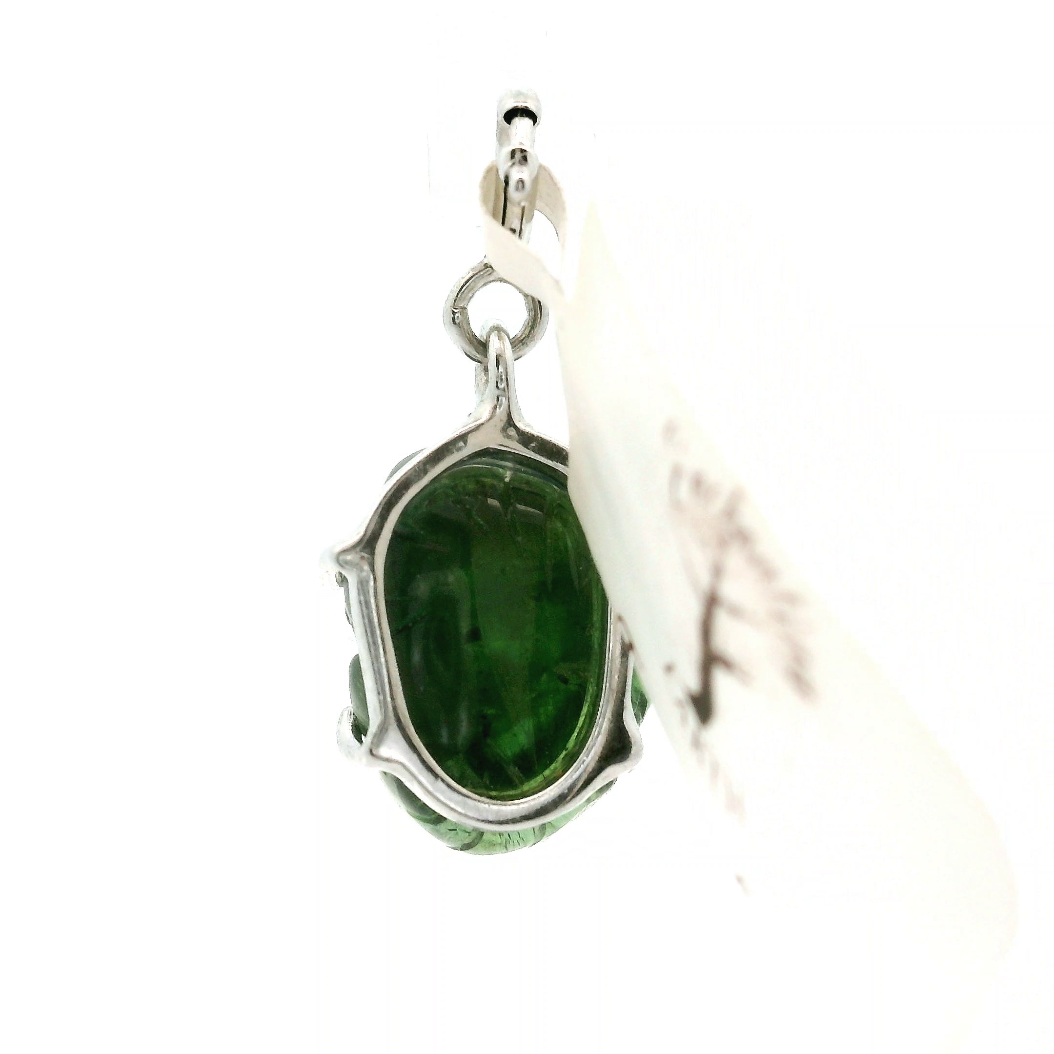 Green Tourmaline Carved Lotus Charm Pendants .925 Silver for Removing Insecurities and Helping Inspire Creativity
