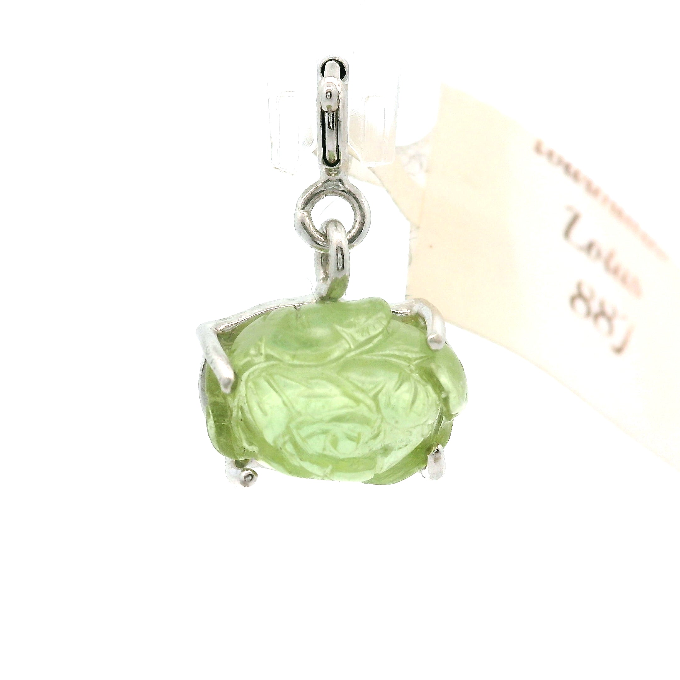Green Tourmaline Carved Lotus Charm Pendants .925 Silver for Removing Insecurities and Helping Inspire Creativity