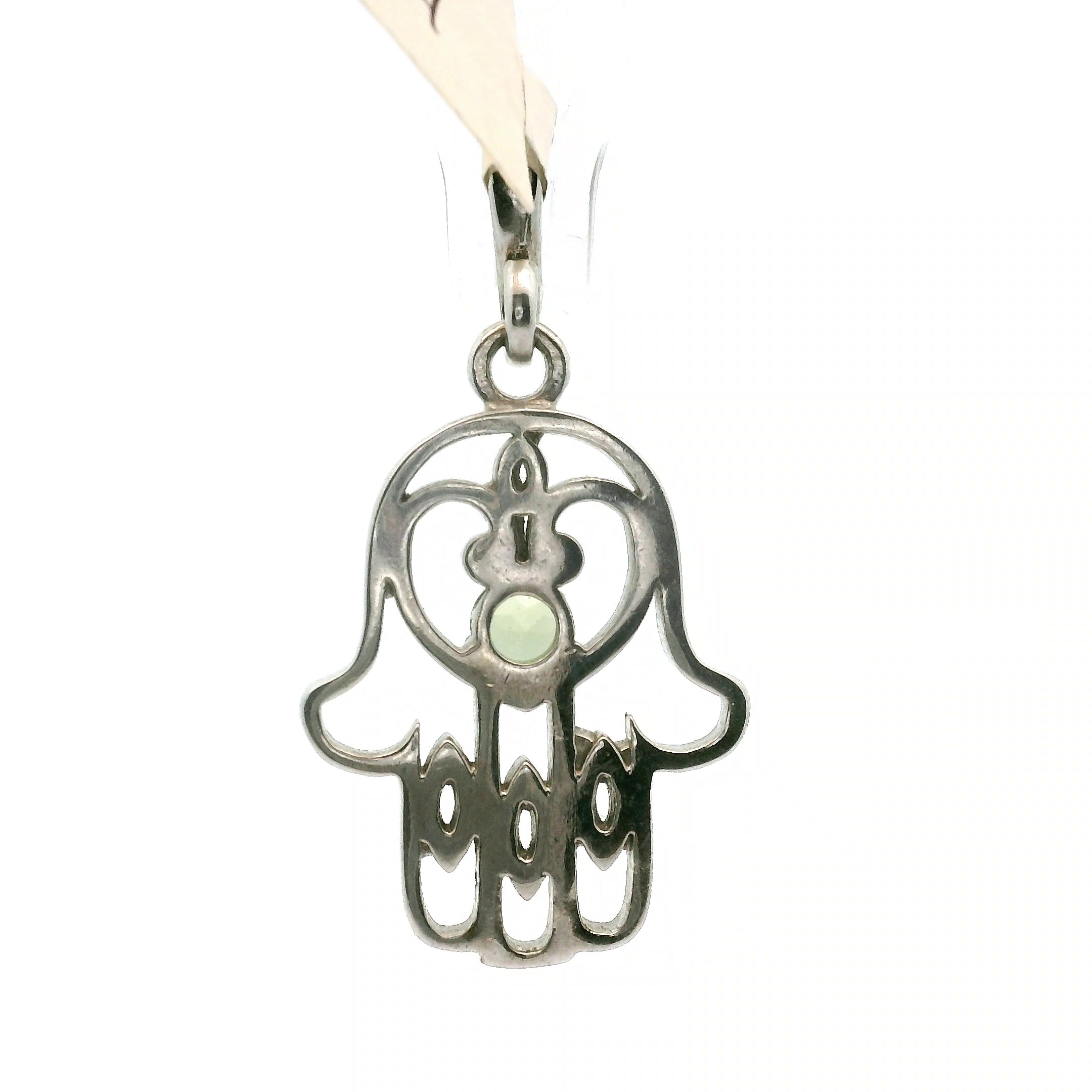 Moldavite Hamsa Pendant .925 Silver for Manifesting Miracles
