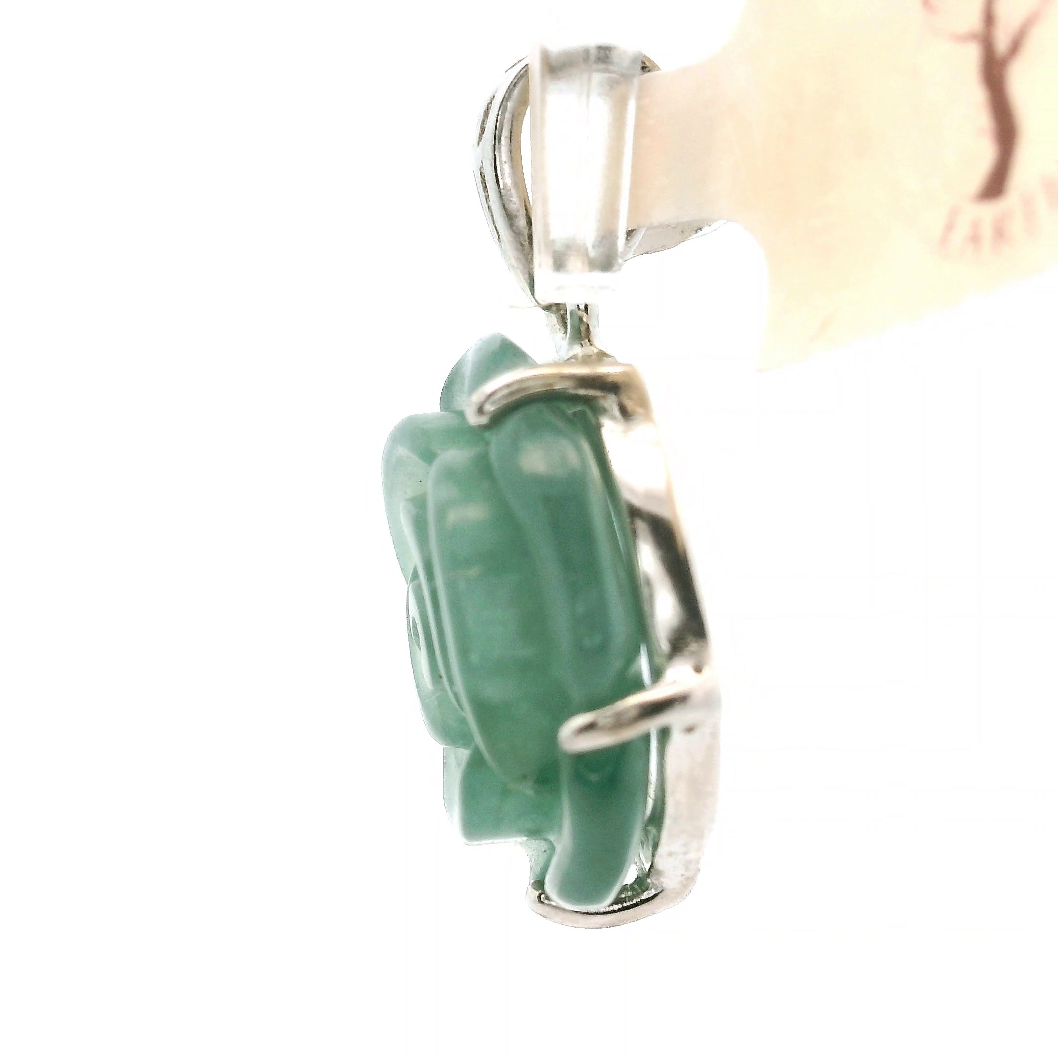 Blue Jade Carved Rose Pendants .925 Silver for Abundance, Good Luck, Joy and Protection